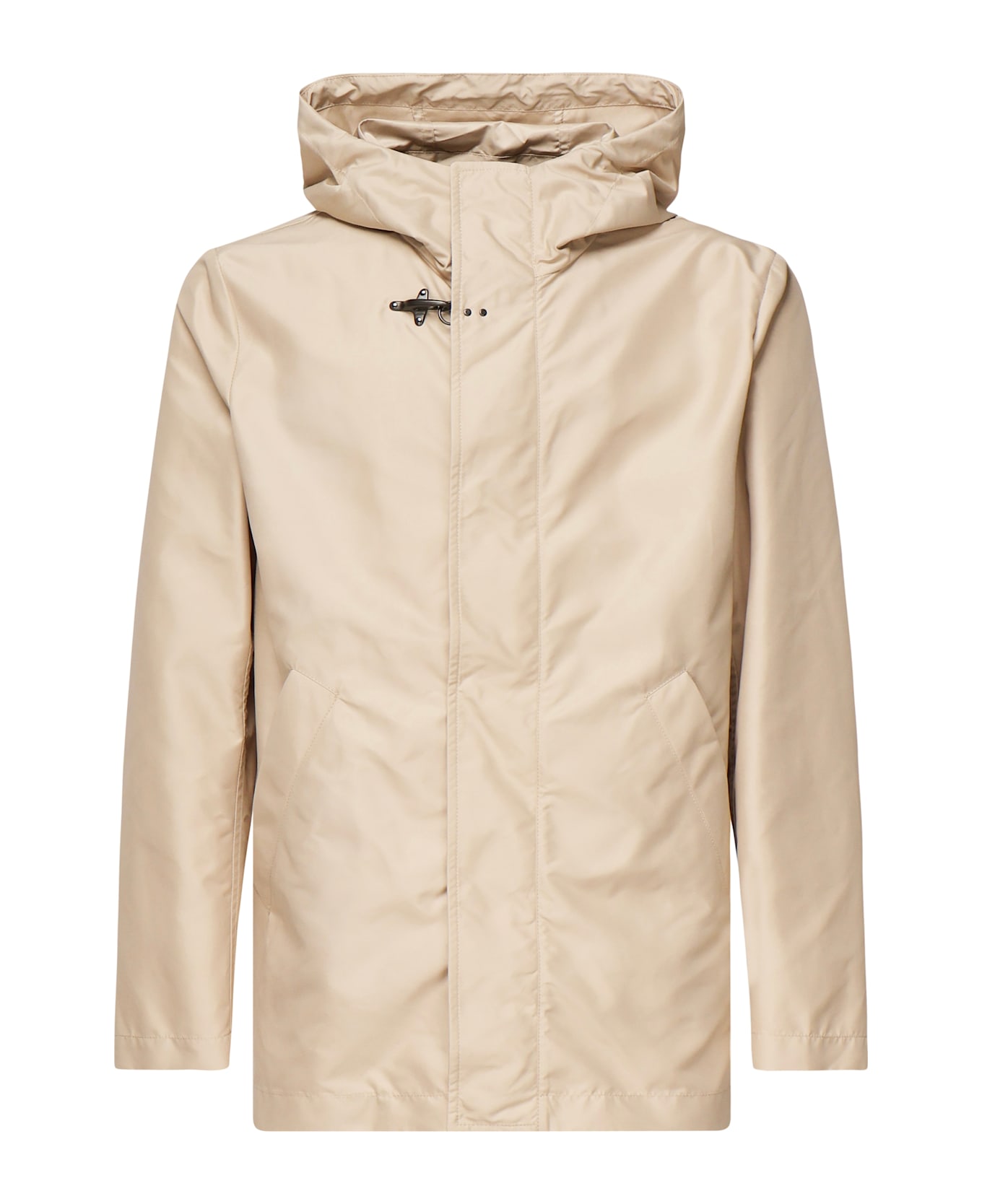 Fay Short Parka In Technical Poplin - Beige