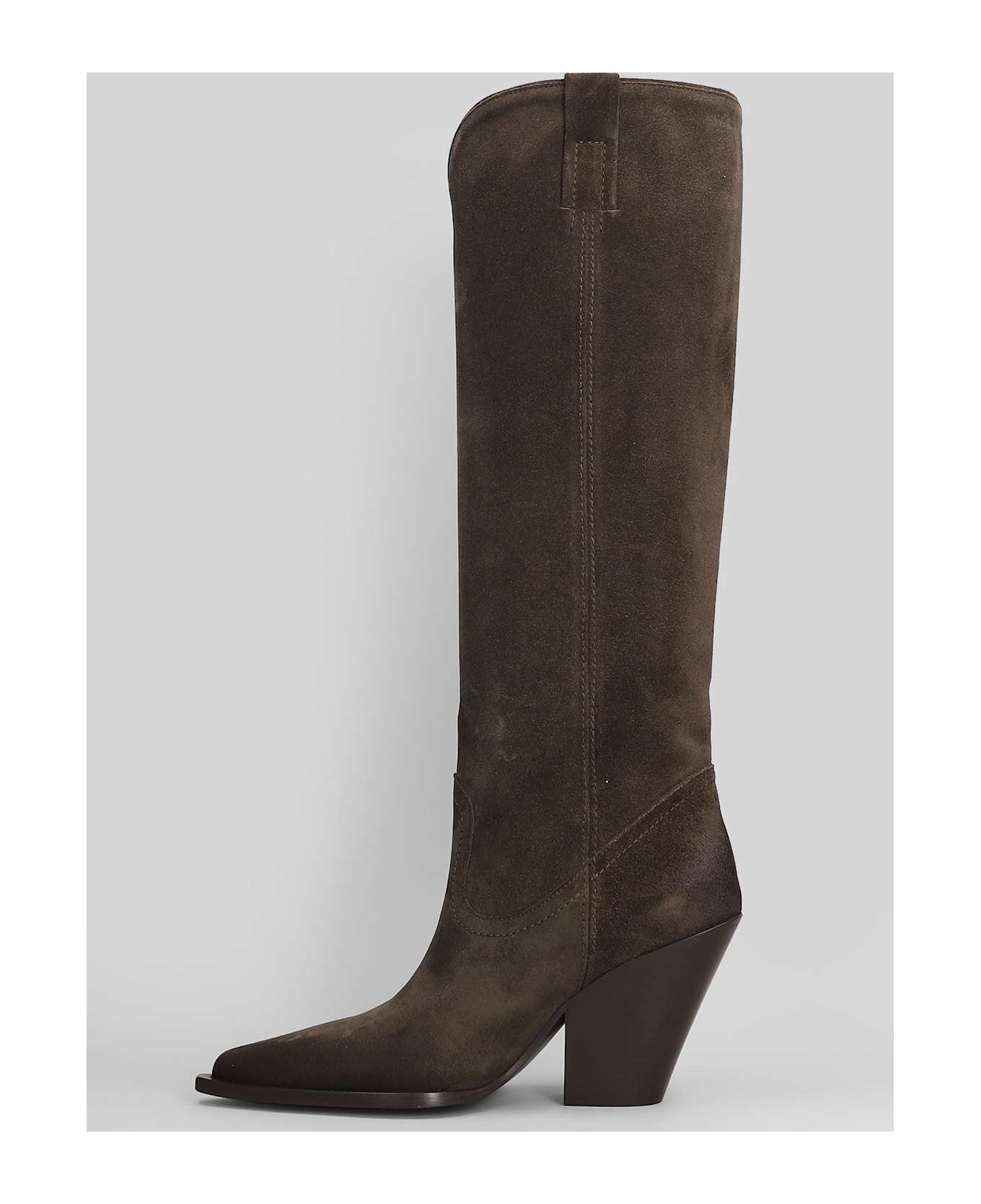 Elena Iachi Texan Boots In Brown Suede - brown