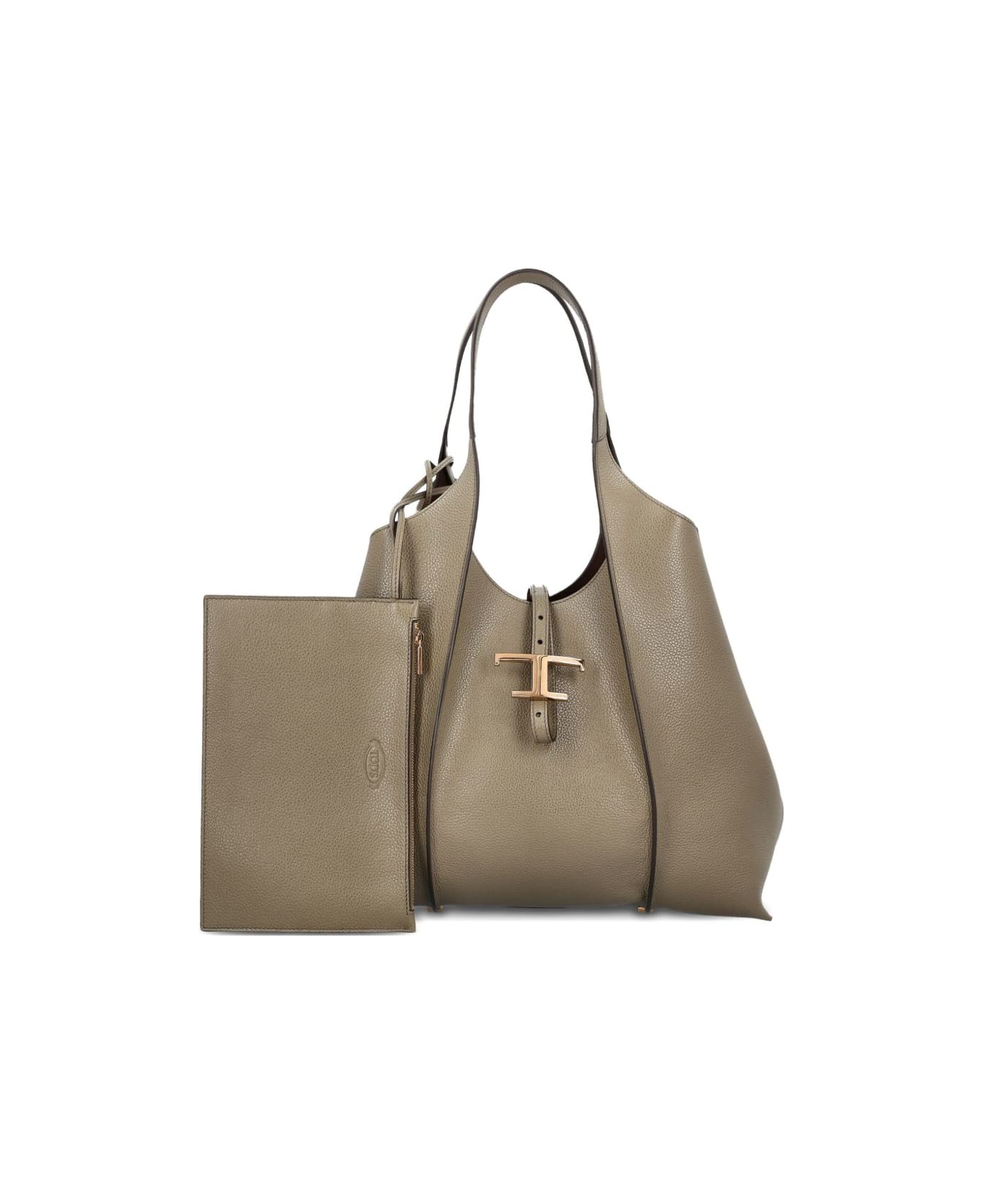 Tod
s Medium Leather Tote Bag - Dove Grey