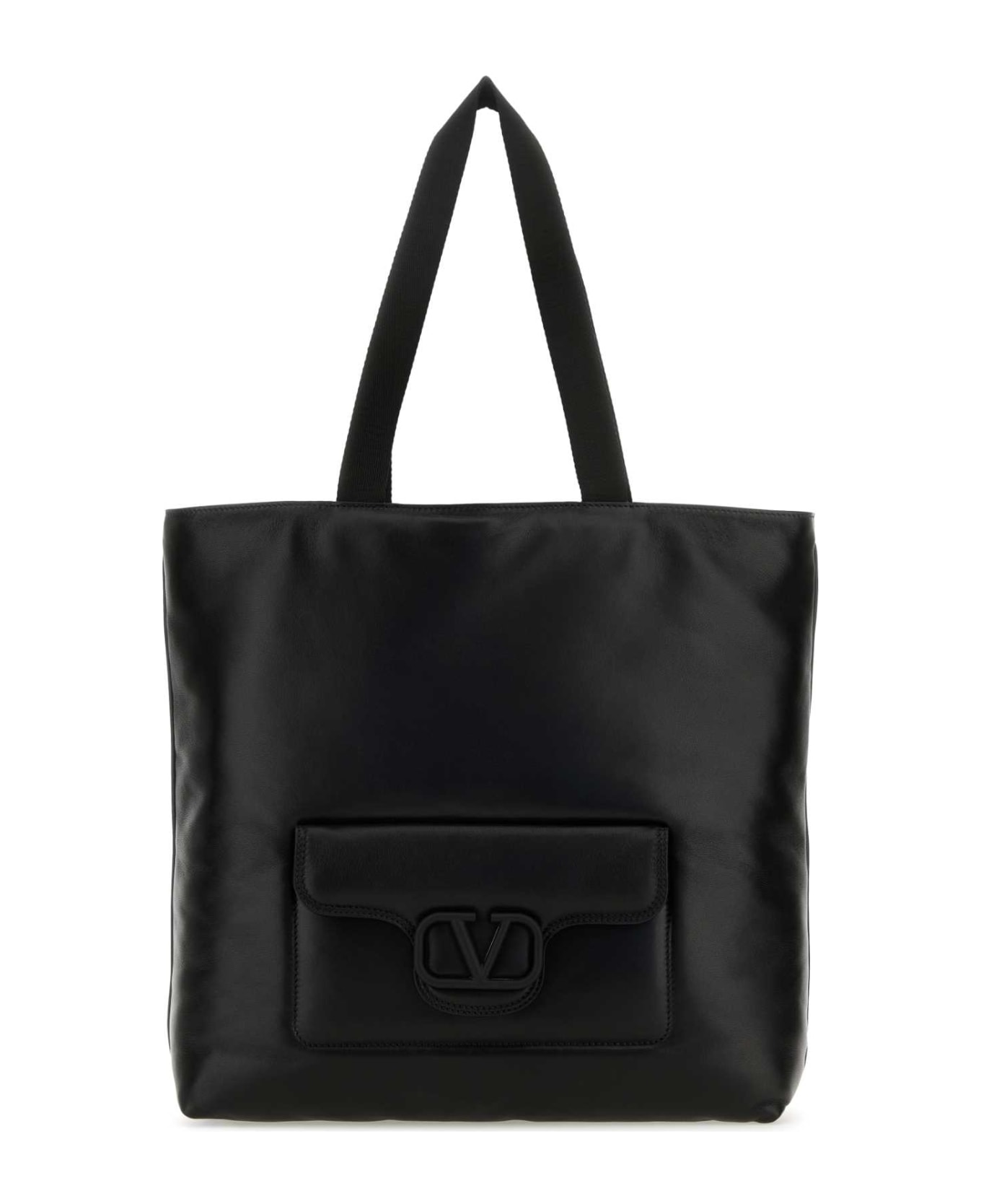 Valentino Garavani Black Nappa Leather Valentino Garavani Noir Shopping Bag - NERO