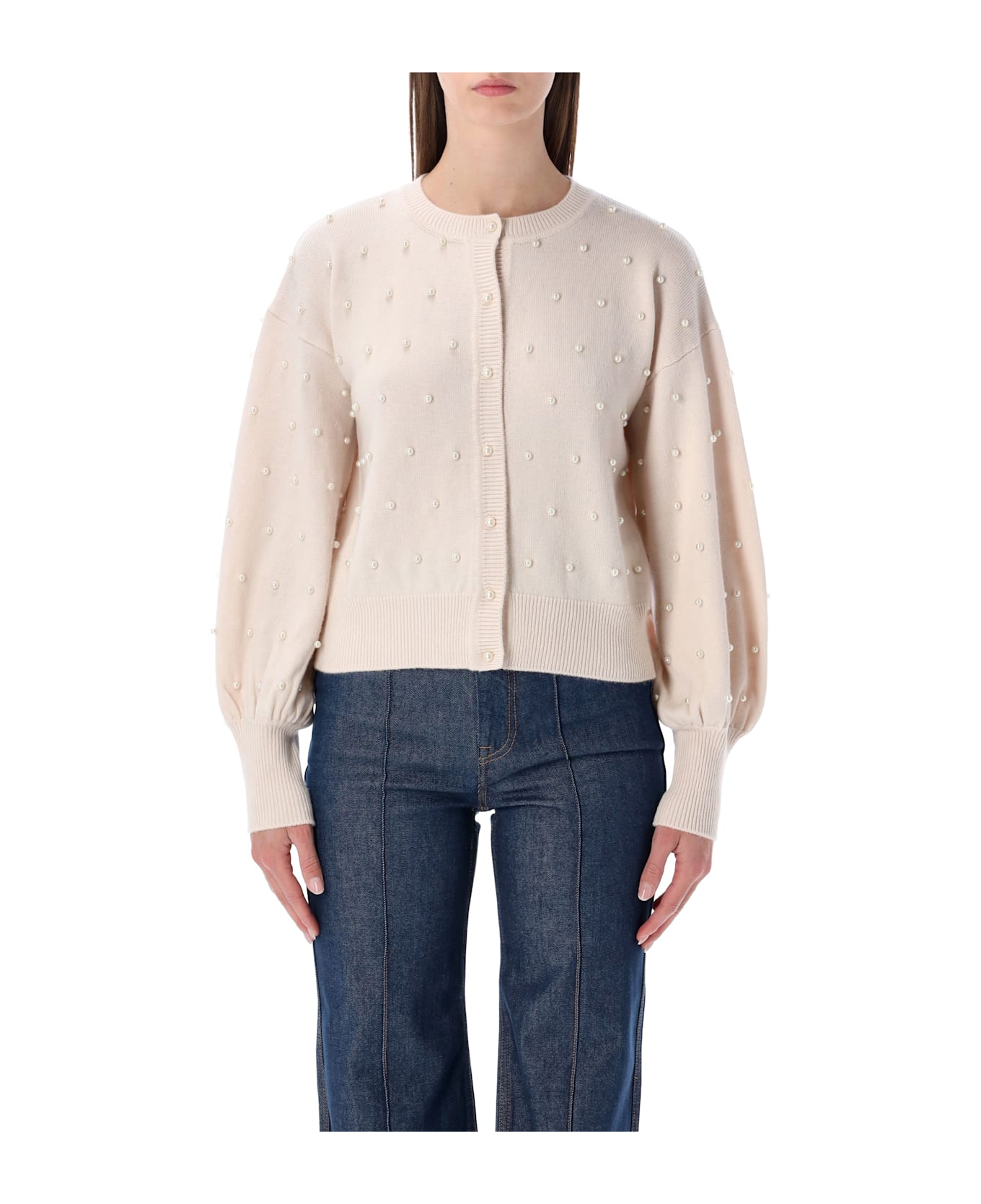 Zimmermann Cream Wool Beaded Cardigan - CHALK