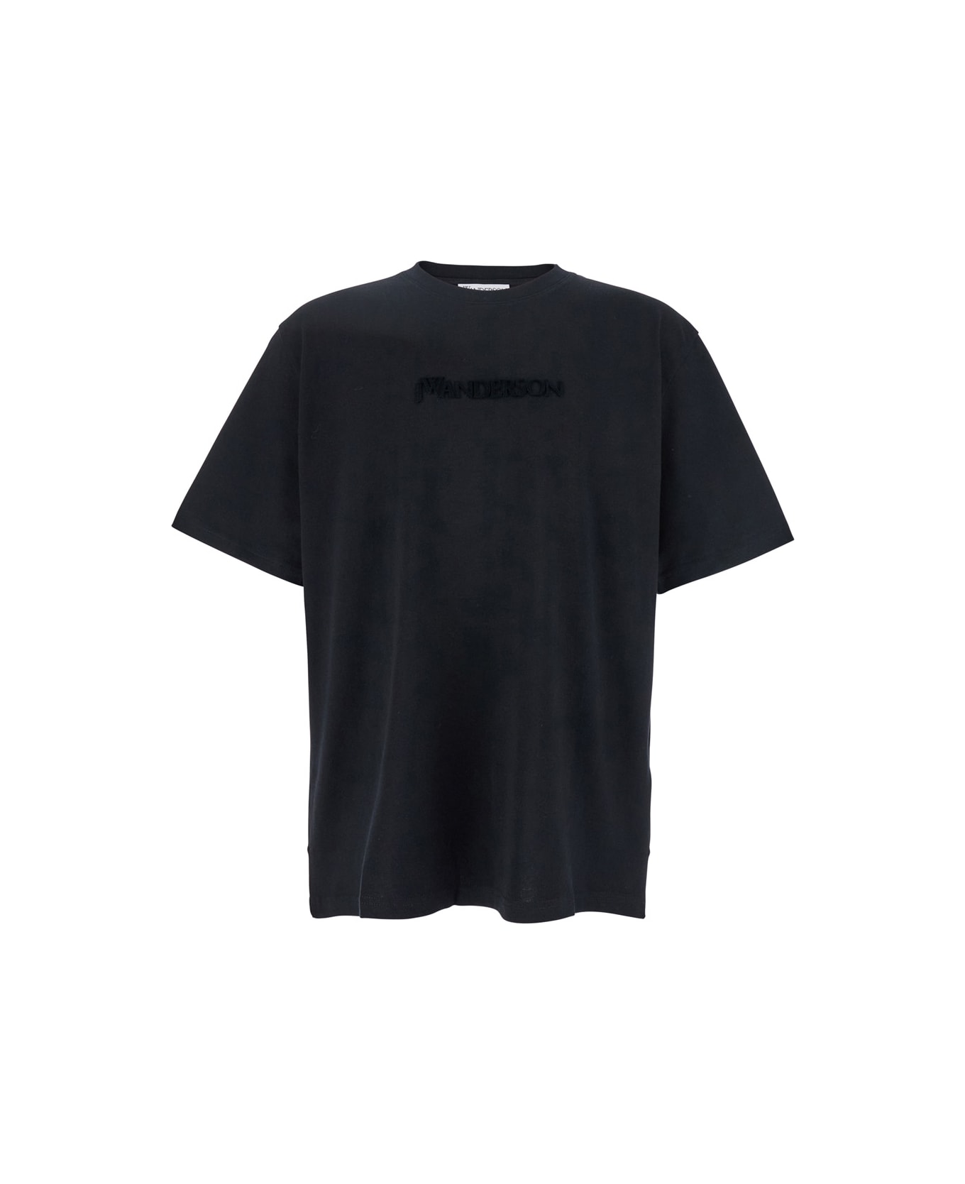 J.W. Anderson Black Crewneck T-shirt With Logo Embroidery On The Front In Cotton Man - Black