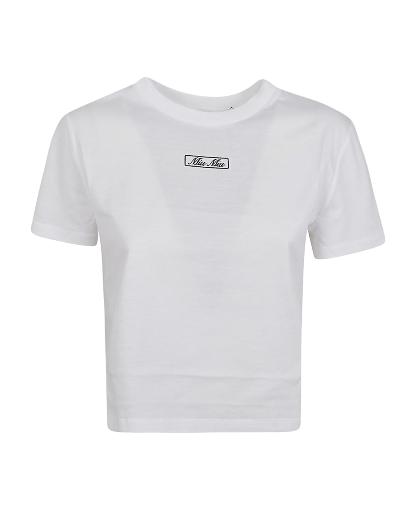 Miu Miu Logo Cropped T-shirt - White Tシャツ