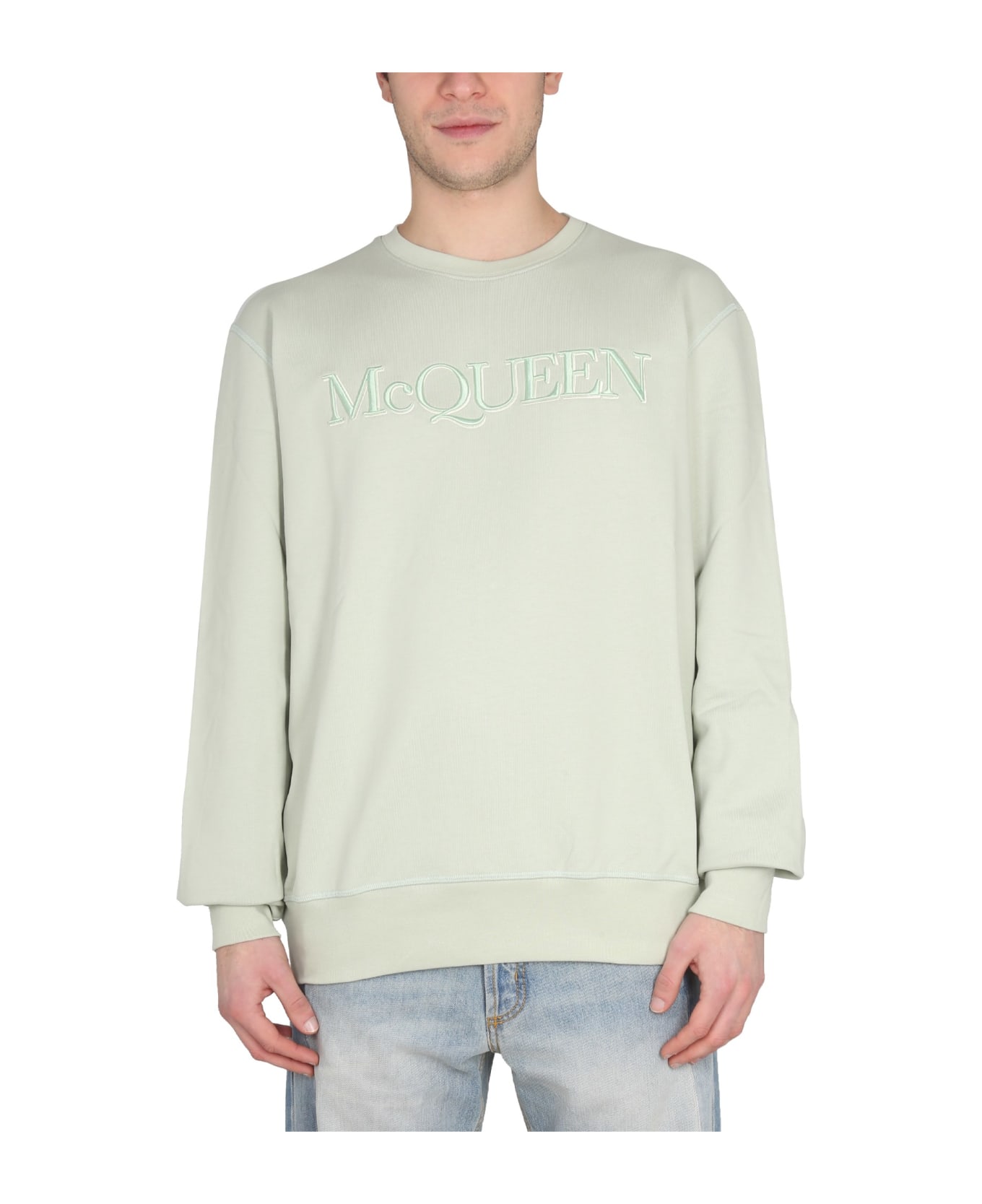 Alexander McQueen Sweatshirt With Logo Embroidery - Green