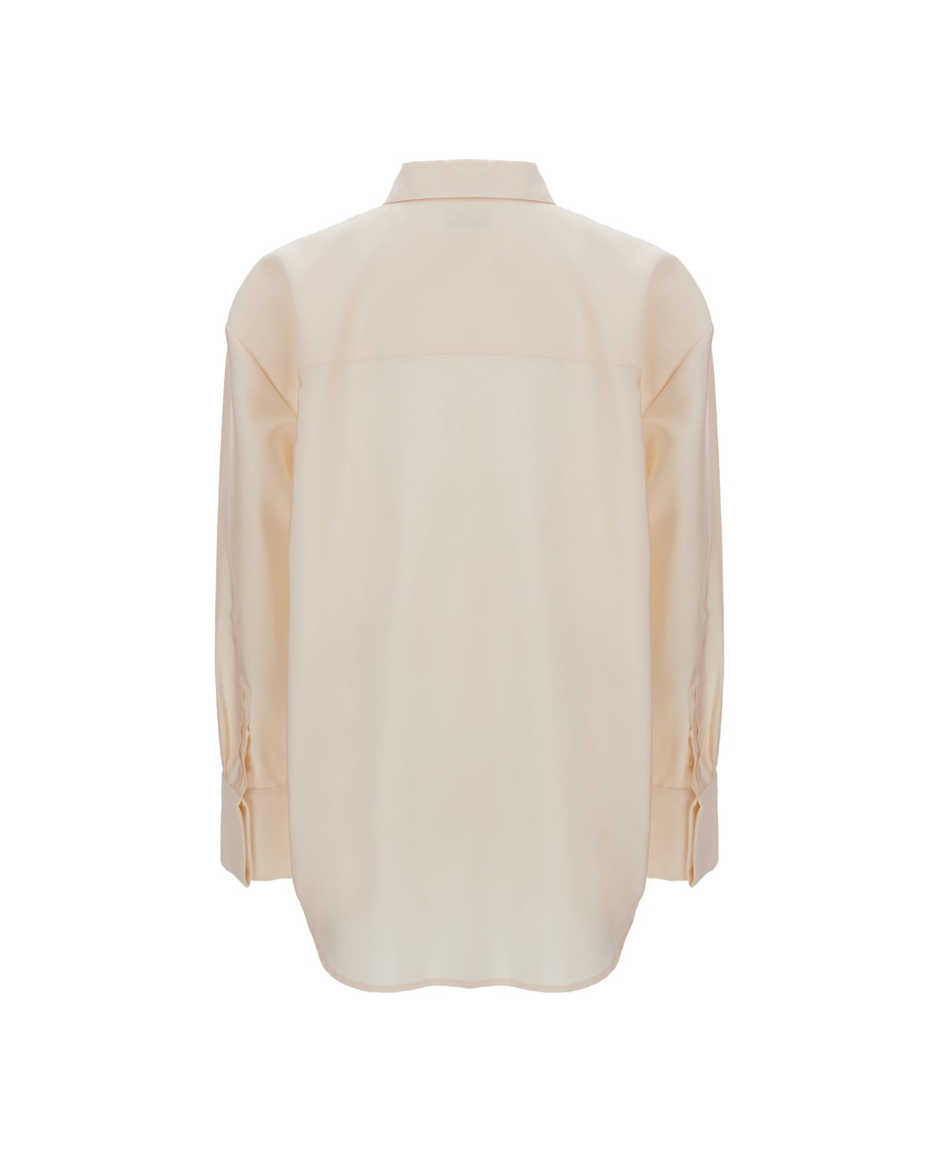 Saint Laurent Ivory White Buttoned Oversized Shirt In Technical Fabric Man - White
