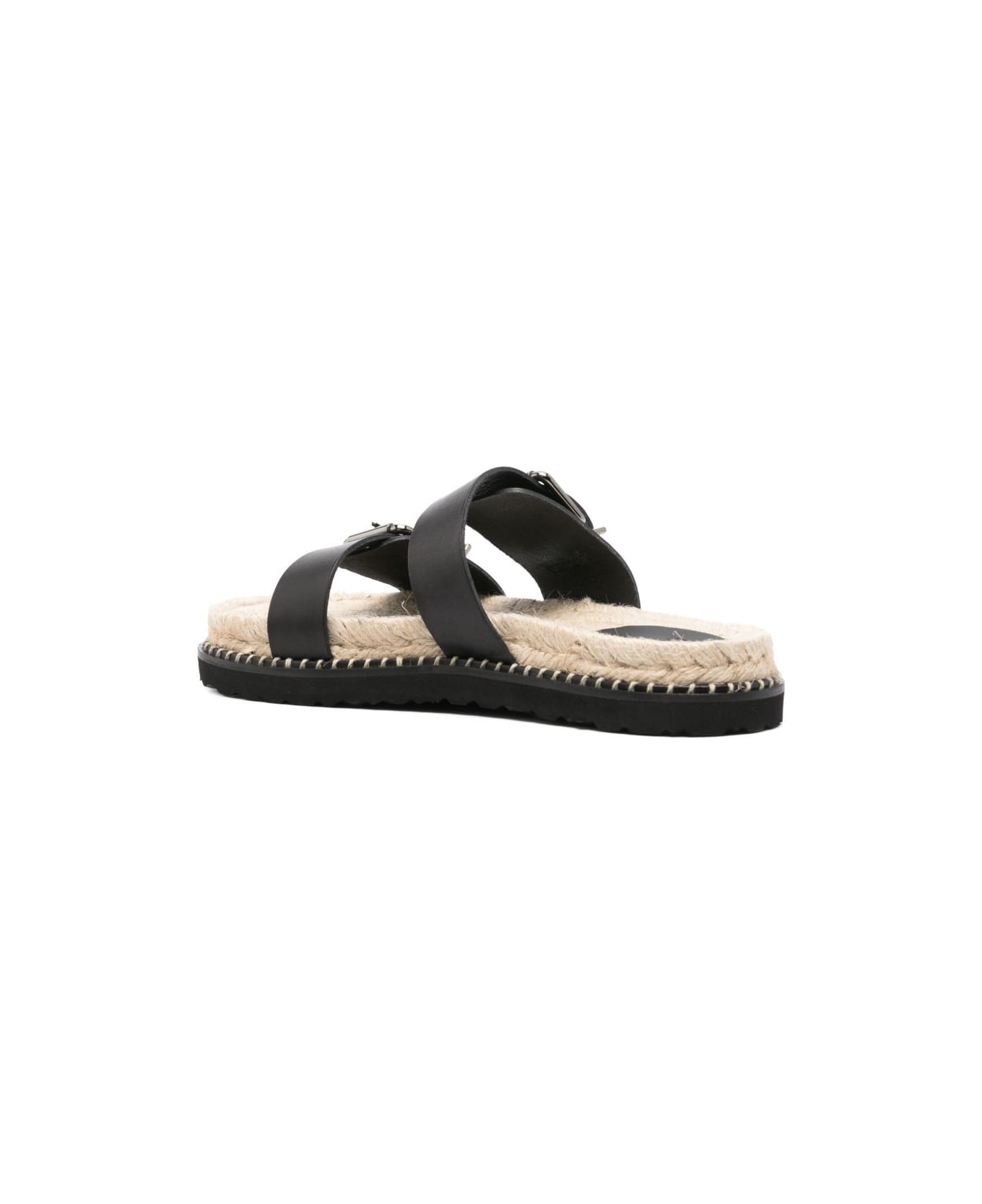 Castañer Ter Leather Flat Sandals - Black