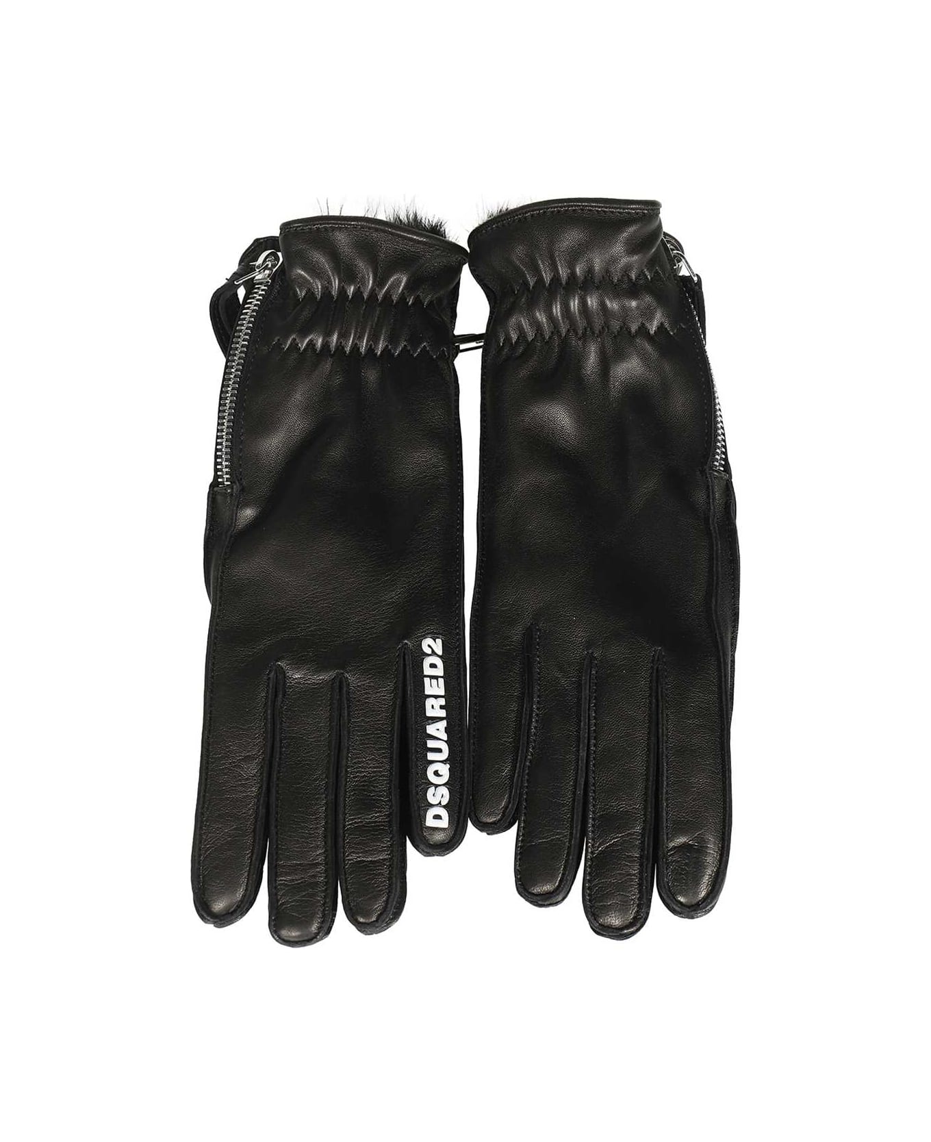 Dsquared2 Leather Gloves - black