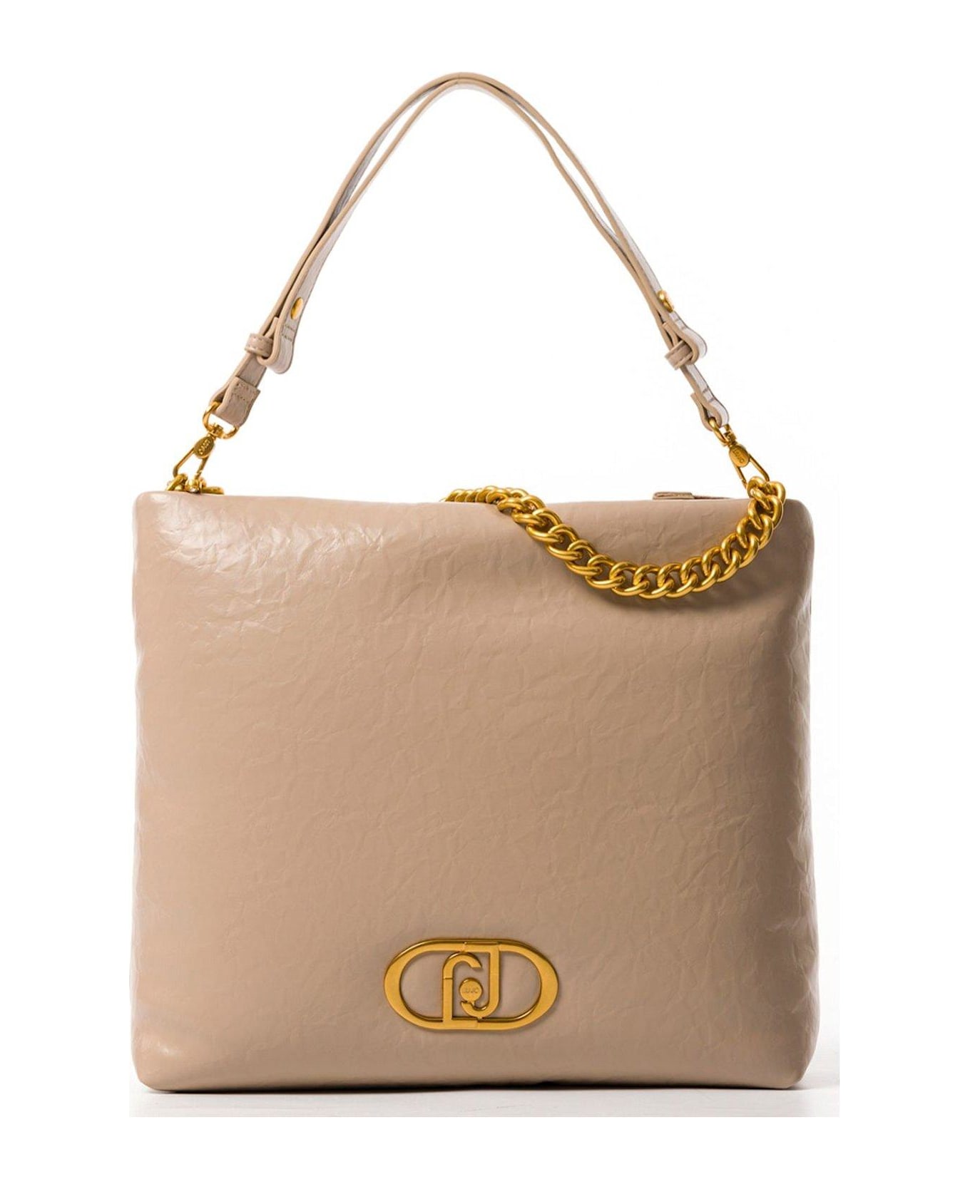 Liu-Jo Lapuffy Chain-linked Shoulder Bag - Beige