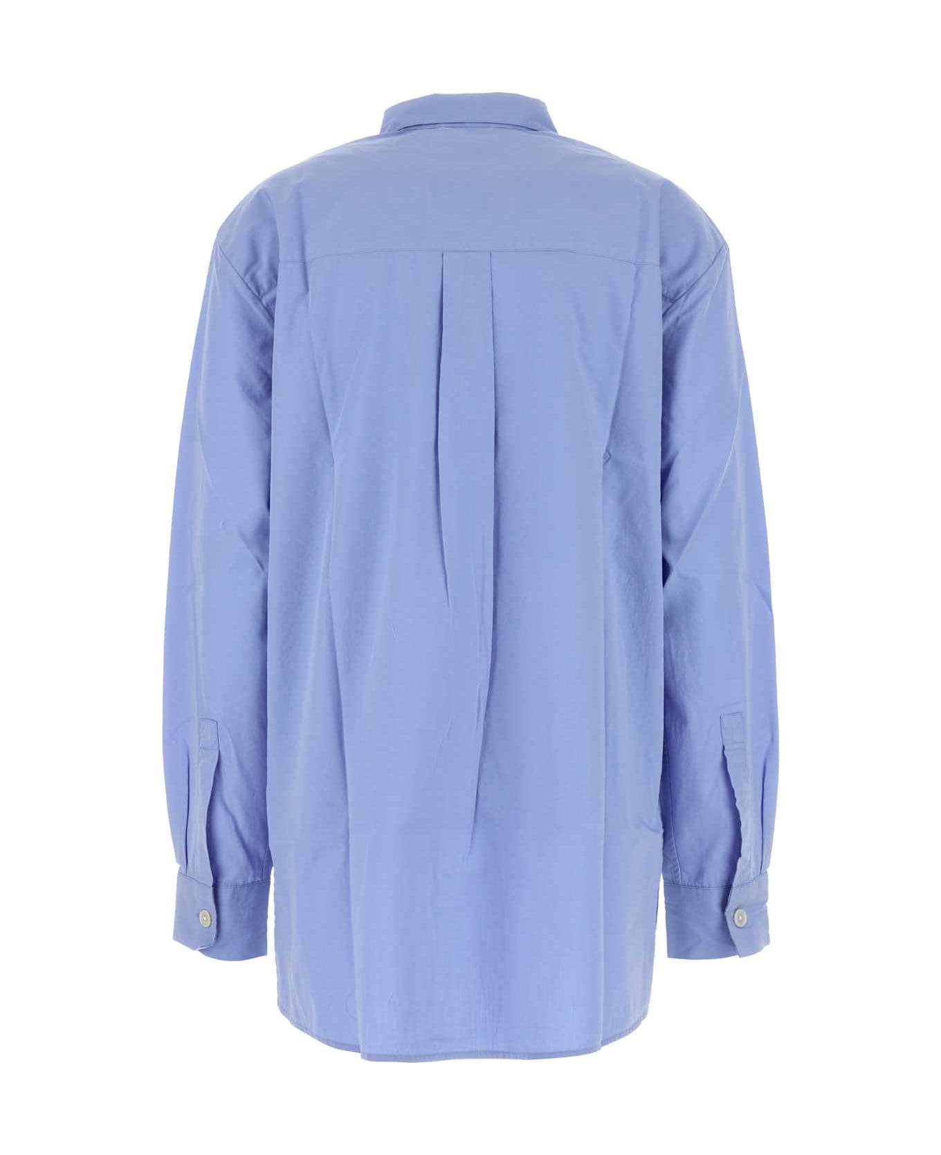 Tekla Cerulean Blue Poplin Oversize Pyjama Shirt - CORNFLOWERBLUE