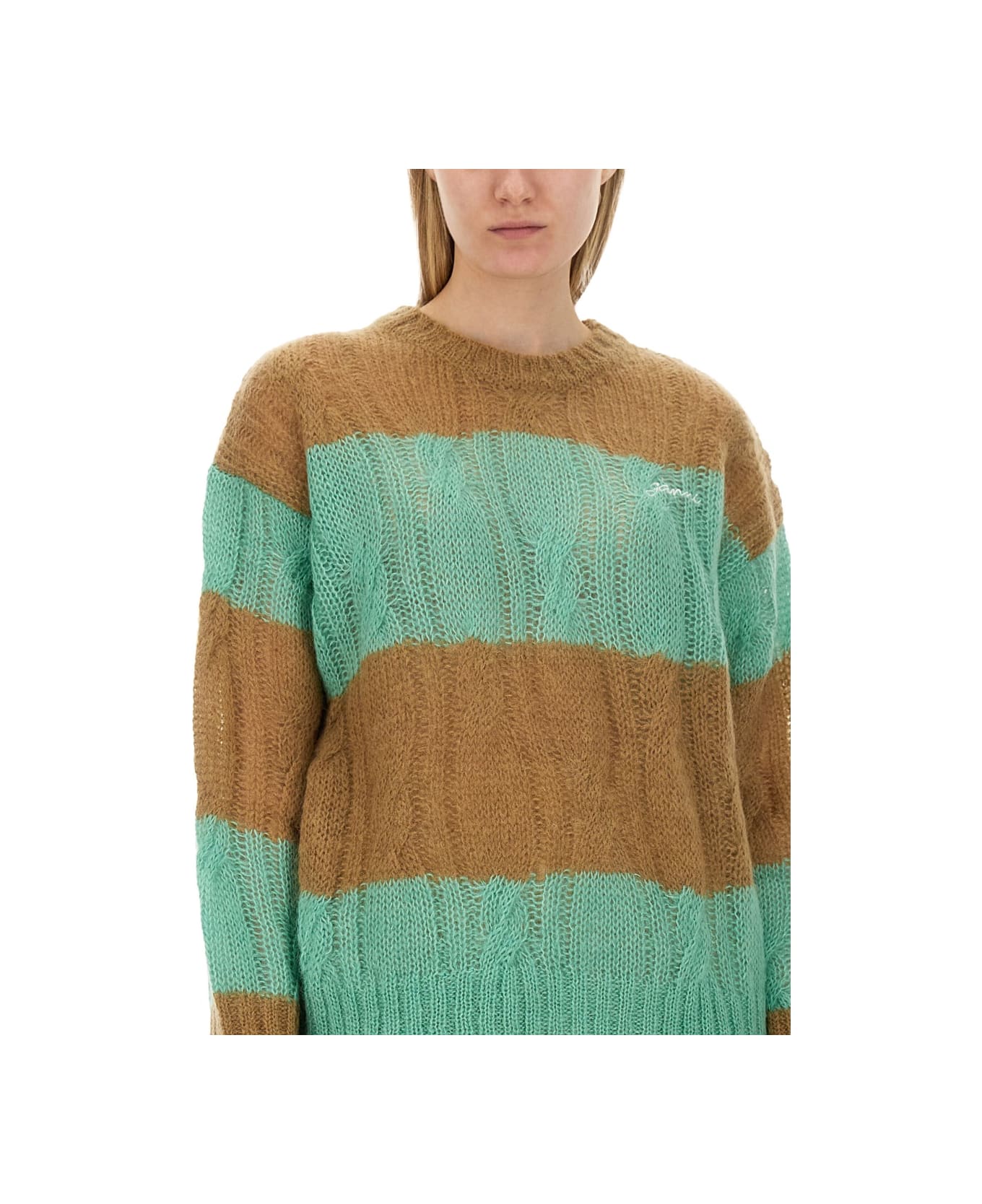 Ganni Cable-knit Sweater - GREEN ニットウェア