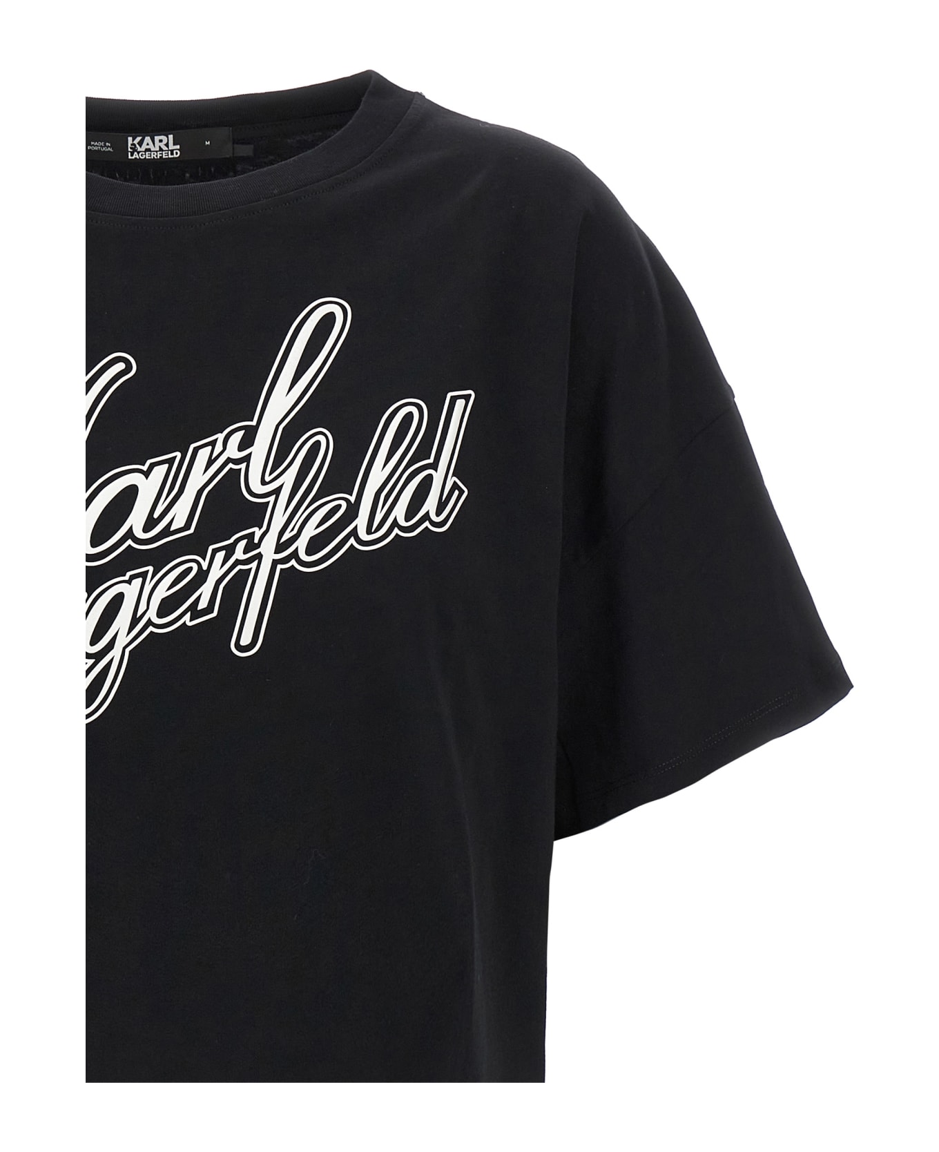 Karl Lagerfeld 'athleisure Cropped' T-shirt - White/Black