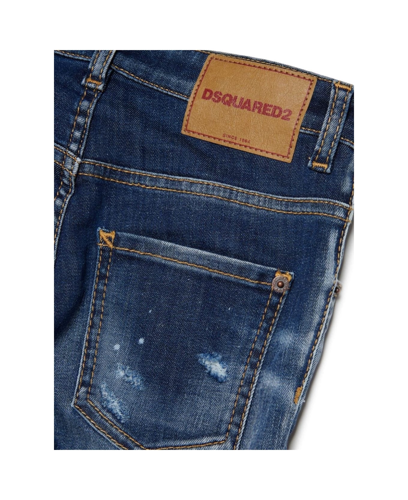 Dsquared2 Skater Skinny Jeans In Dark Blue Washed With Rips - Blue