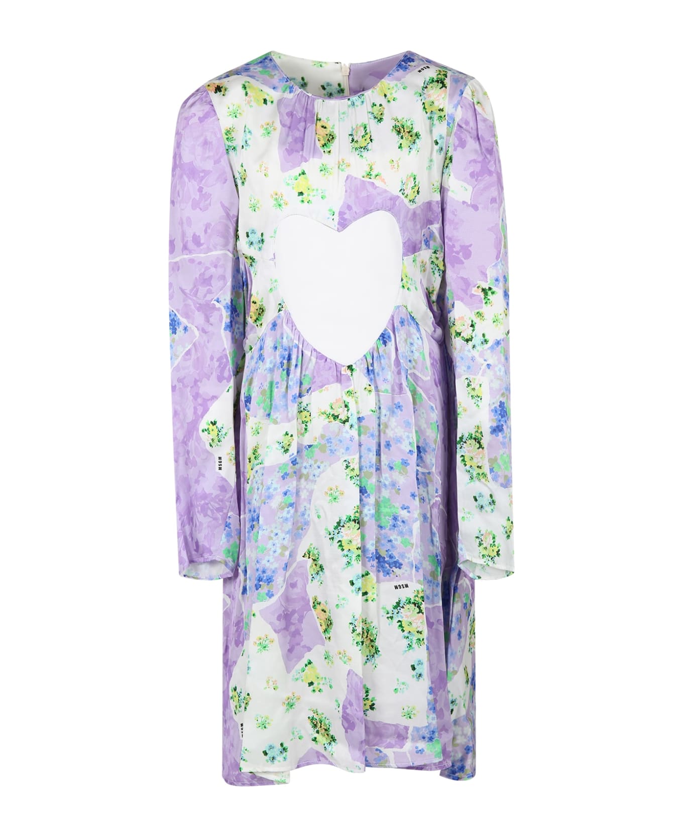 MSGM Lilac Dress For Girl With Hearts - Lilac