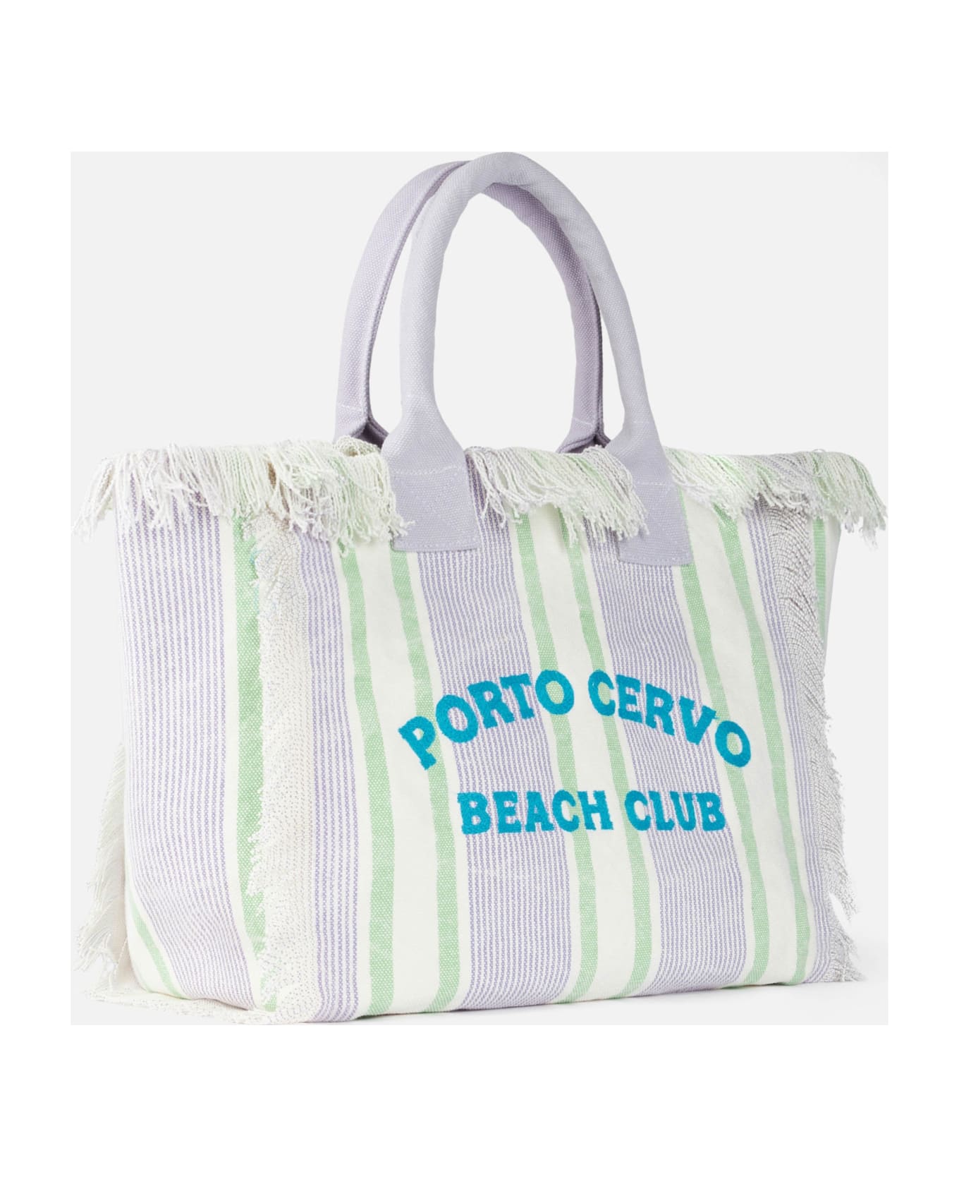 MC2 Saint Barth Porto Cervo Beach Club Striped Cotton Canvas Vanity Tote Bag - PINK