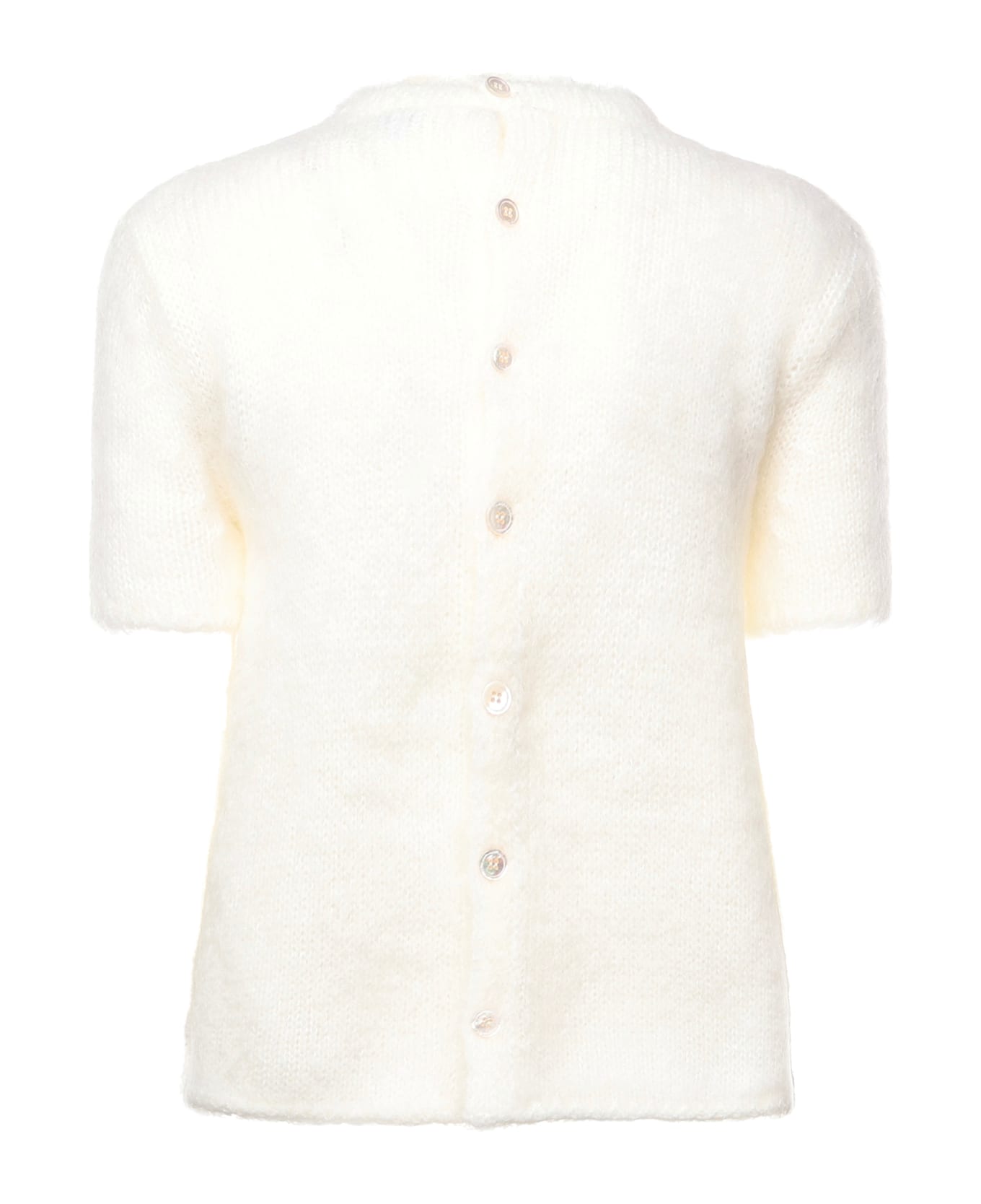Loewe Short-sleeved Mohair Blend Sweater - White