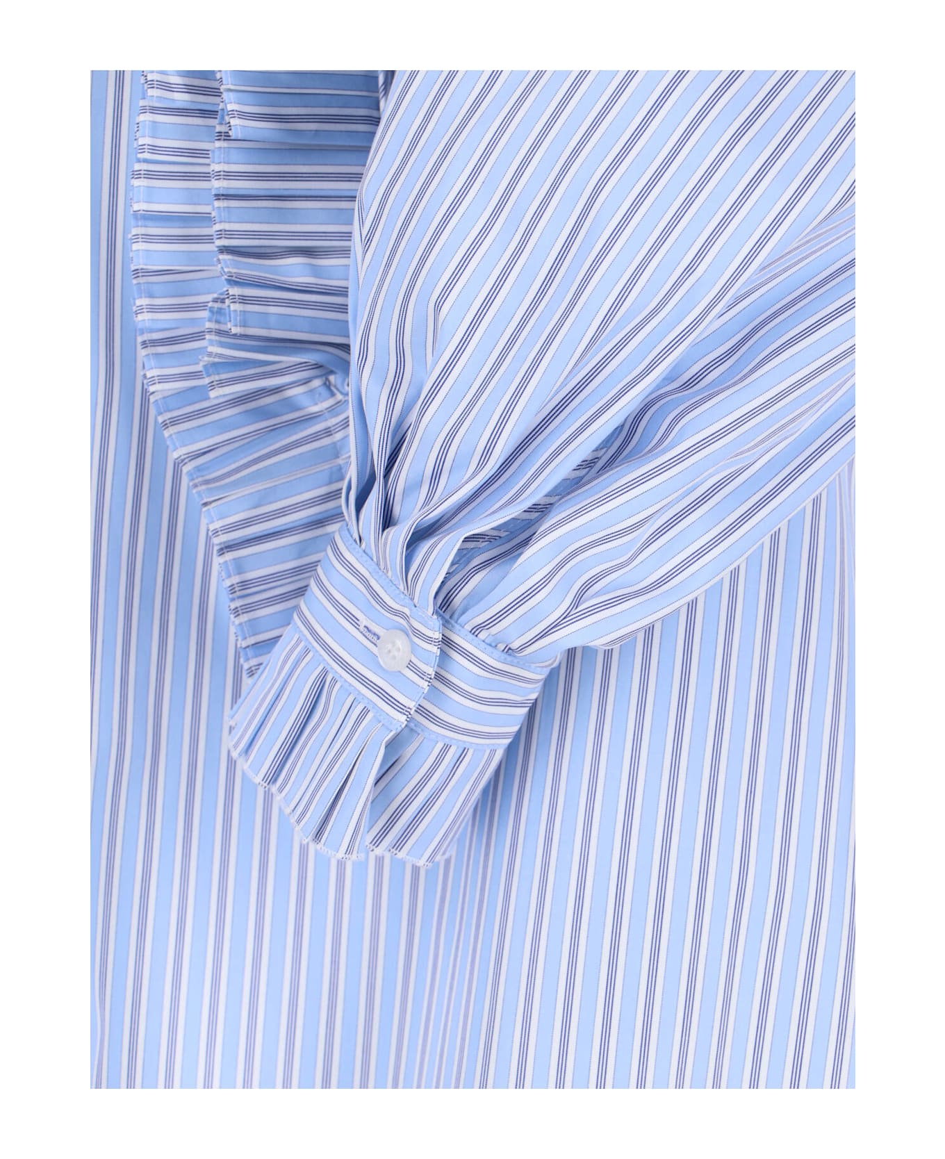 The Seafarer 
lena
 Striped Ruffled Shirt - Light Blue
