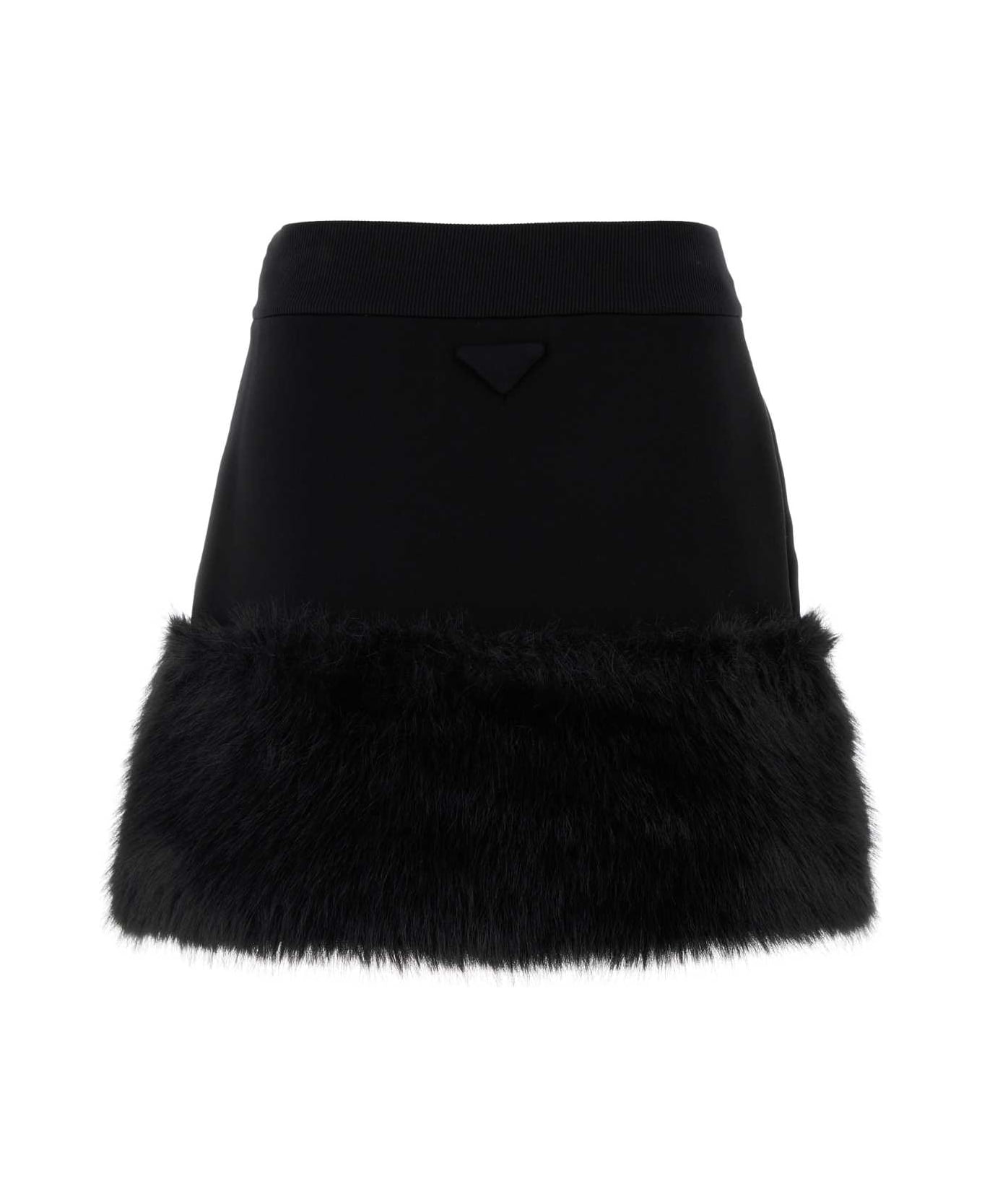 Prada Black Cotton Blend Mini Skirt - NERO