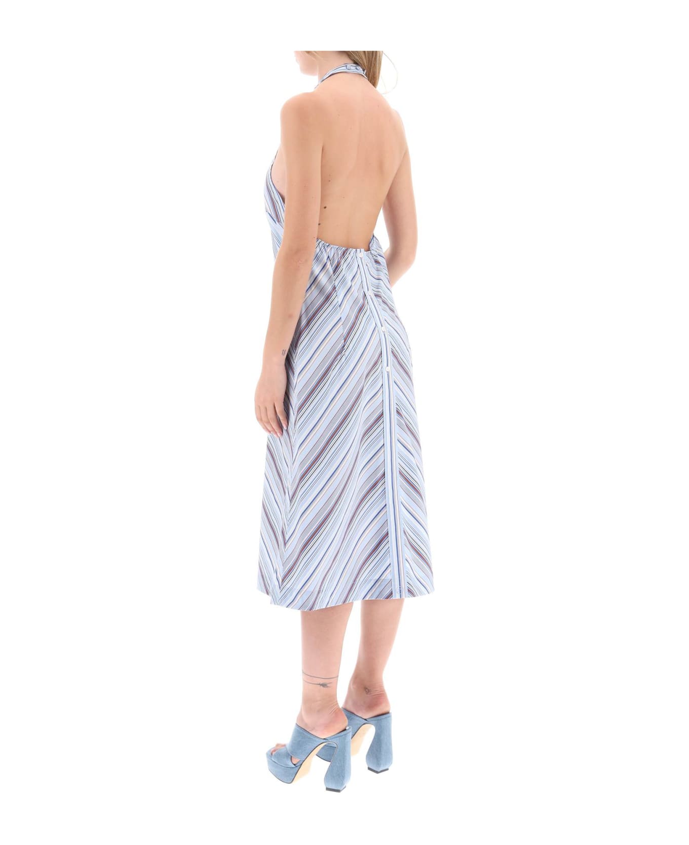 Saks Potts 'agnes' Striped Halterneck Midi Dress - BLUE STRIPE (White)