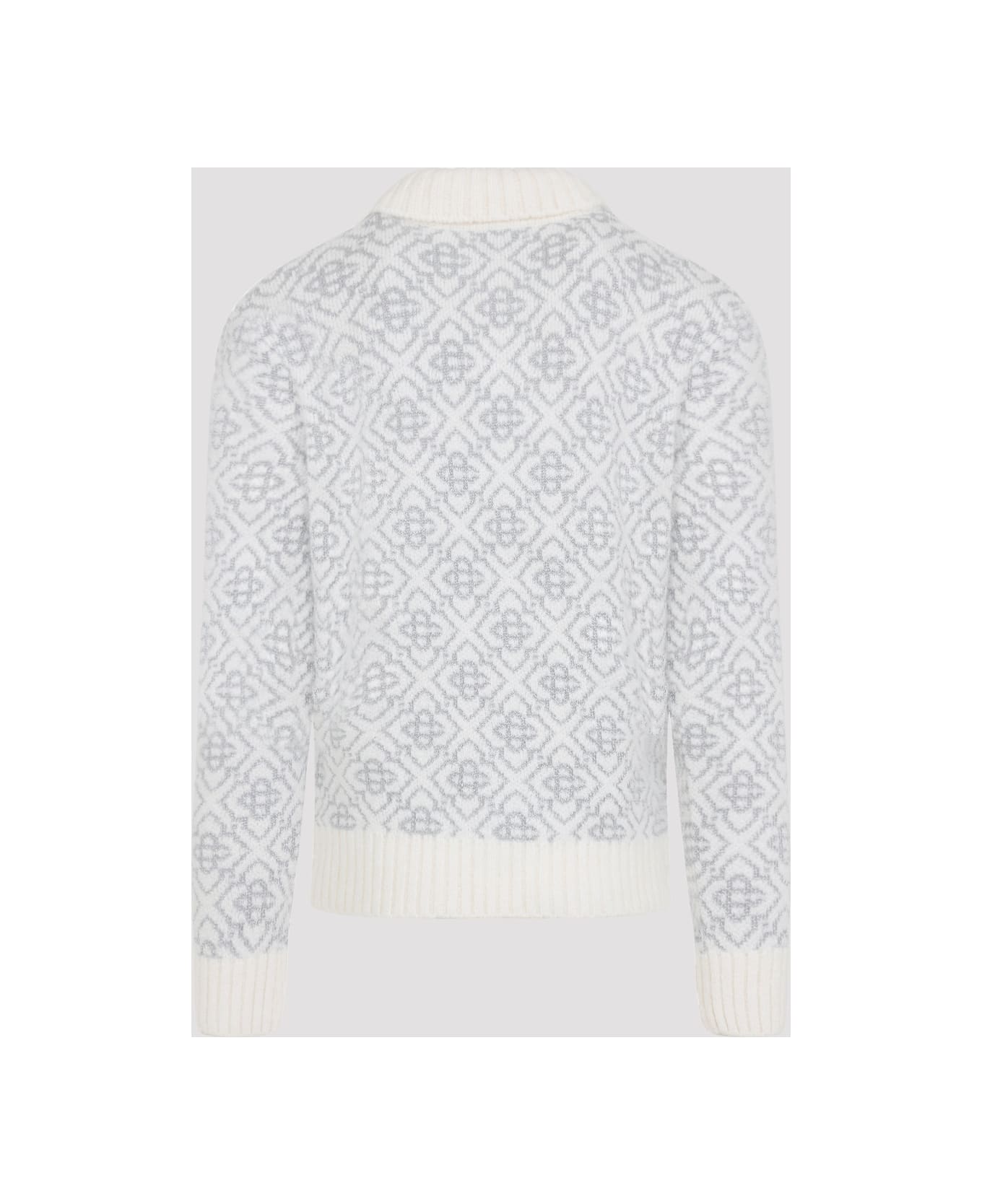 Casablanca Silver Monogram Zip Up Sweatshirt - White