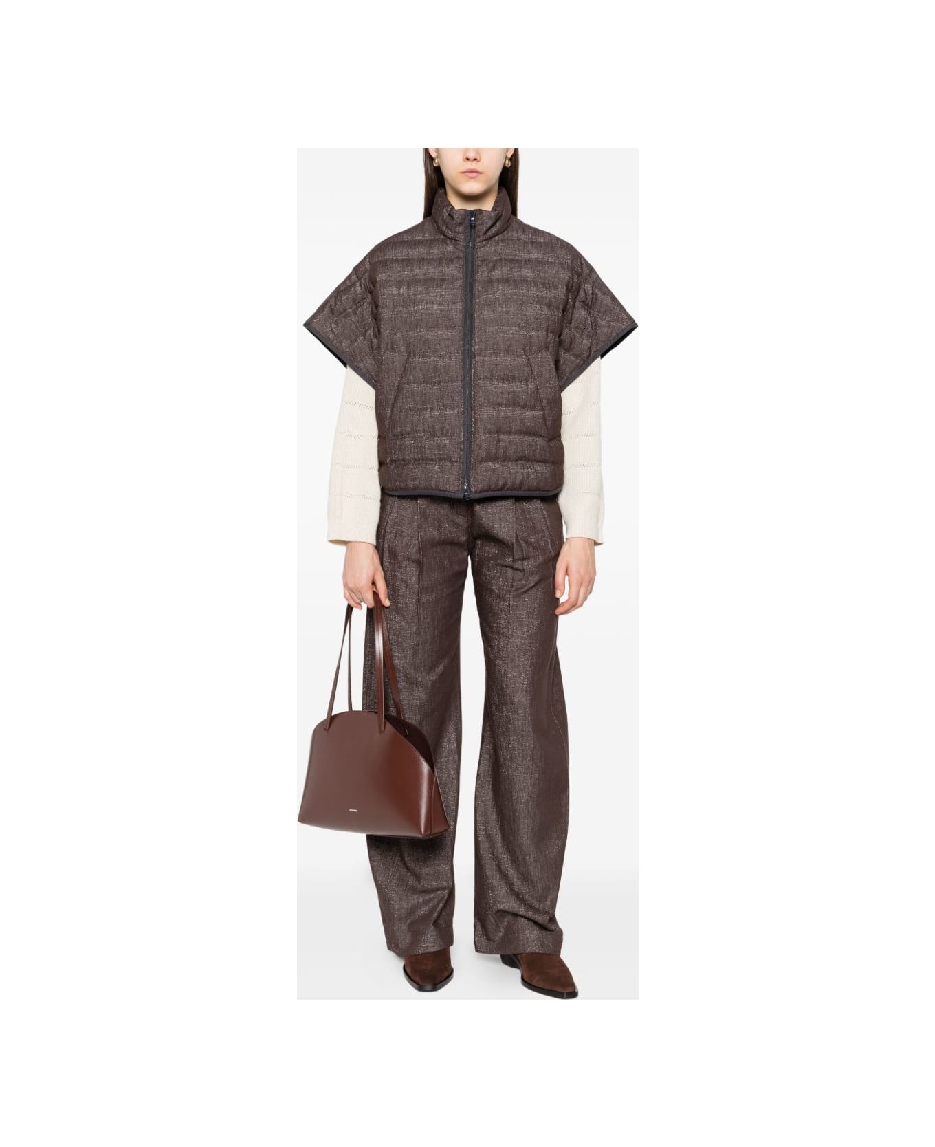 Brunello Cucinelli Shortsleeves Down Jacket - Brown