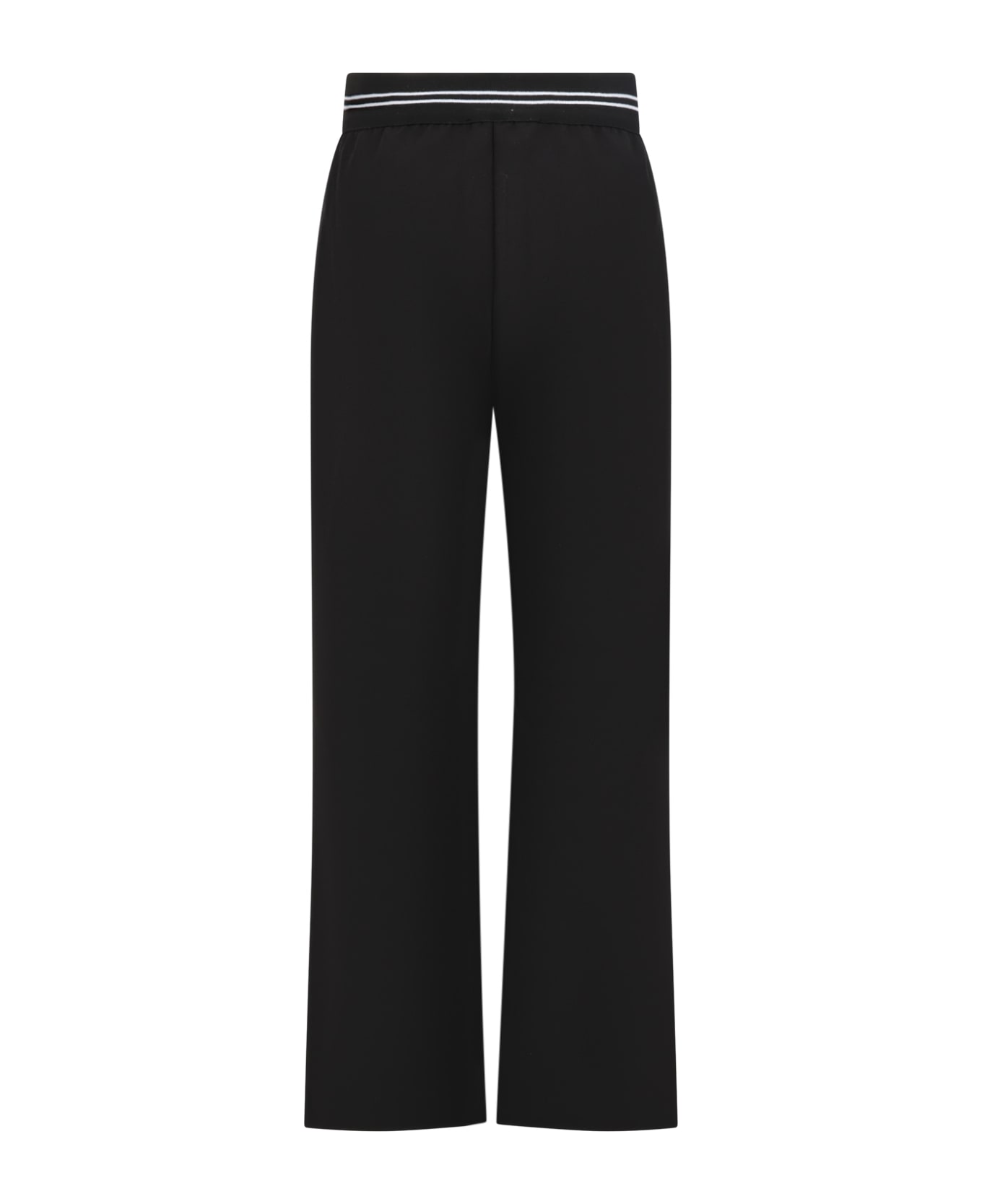 MSGM Black Trousers For Girl With White Logo - Nero ボトムス
