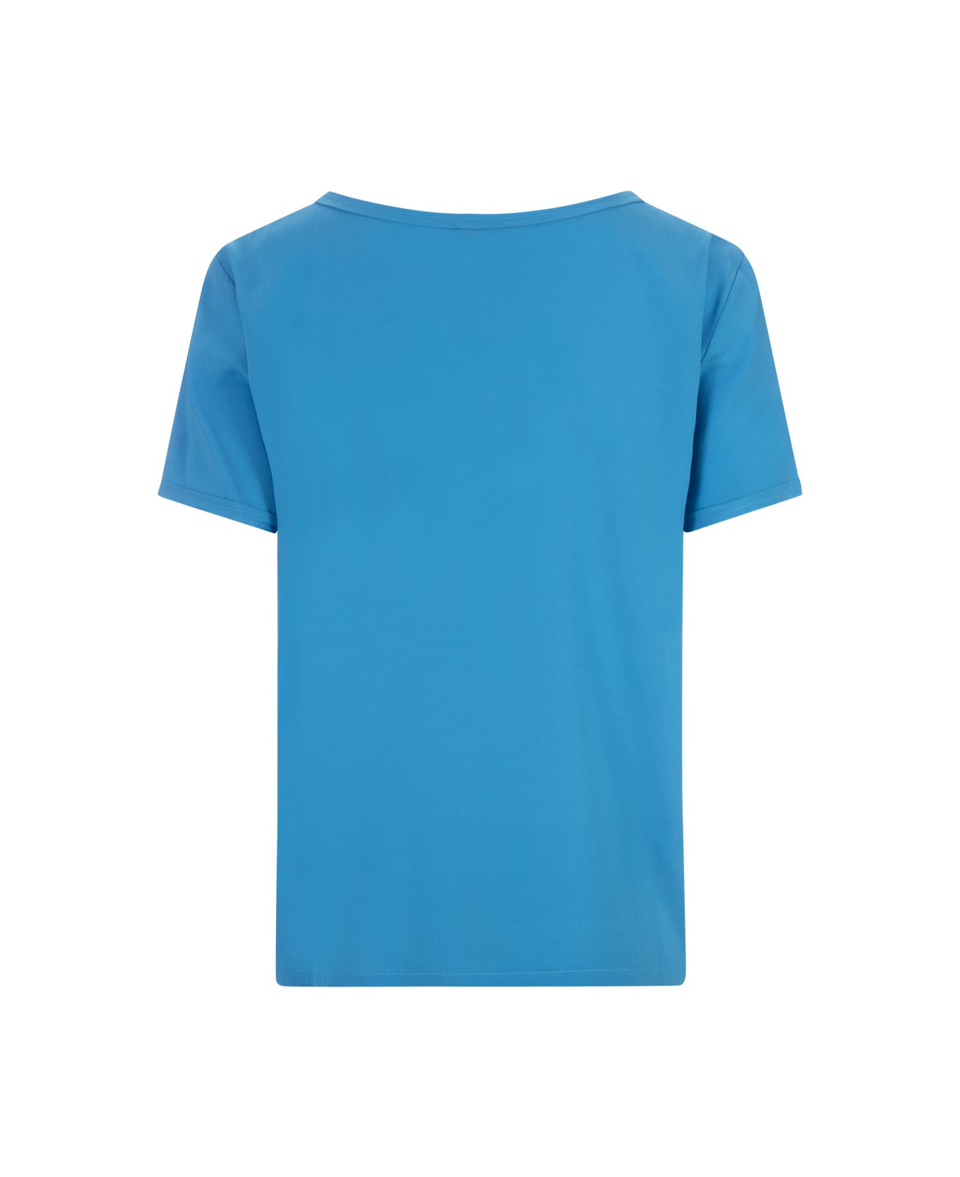 Her Shirt Blue Opaque Silk T-shirt - Blue