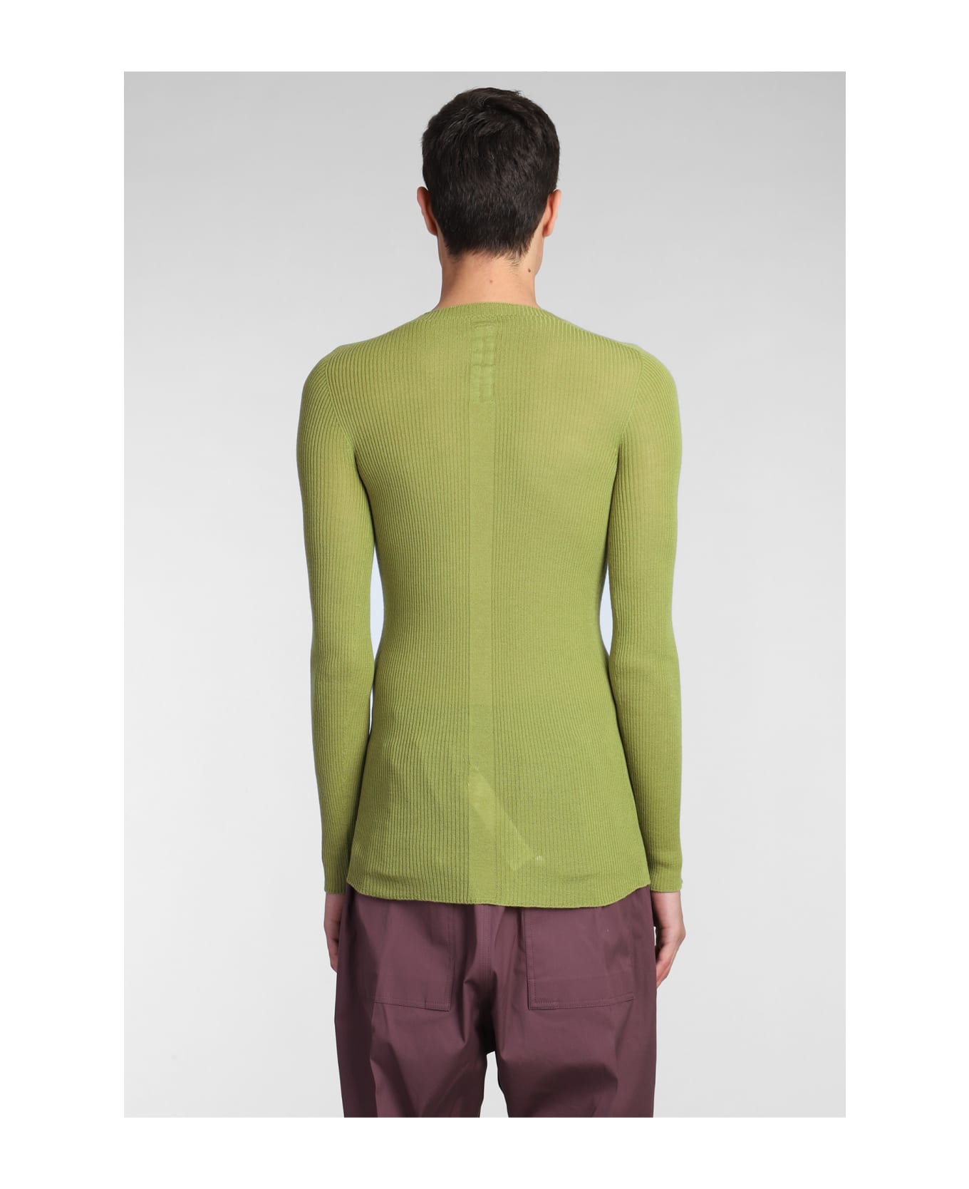 Rick Owens Ribbed Round Knitwear In Green Wool - green