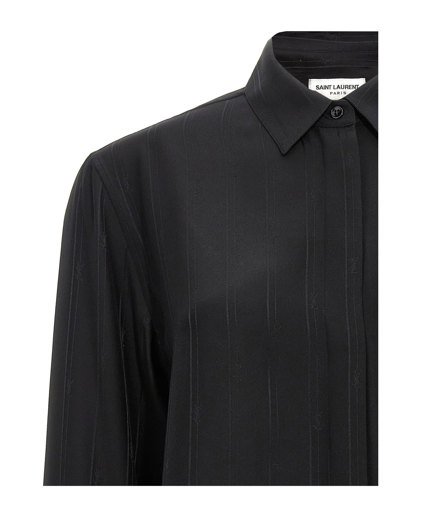 Saint Laurent Cassandre Silk Shirt - Black