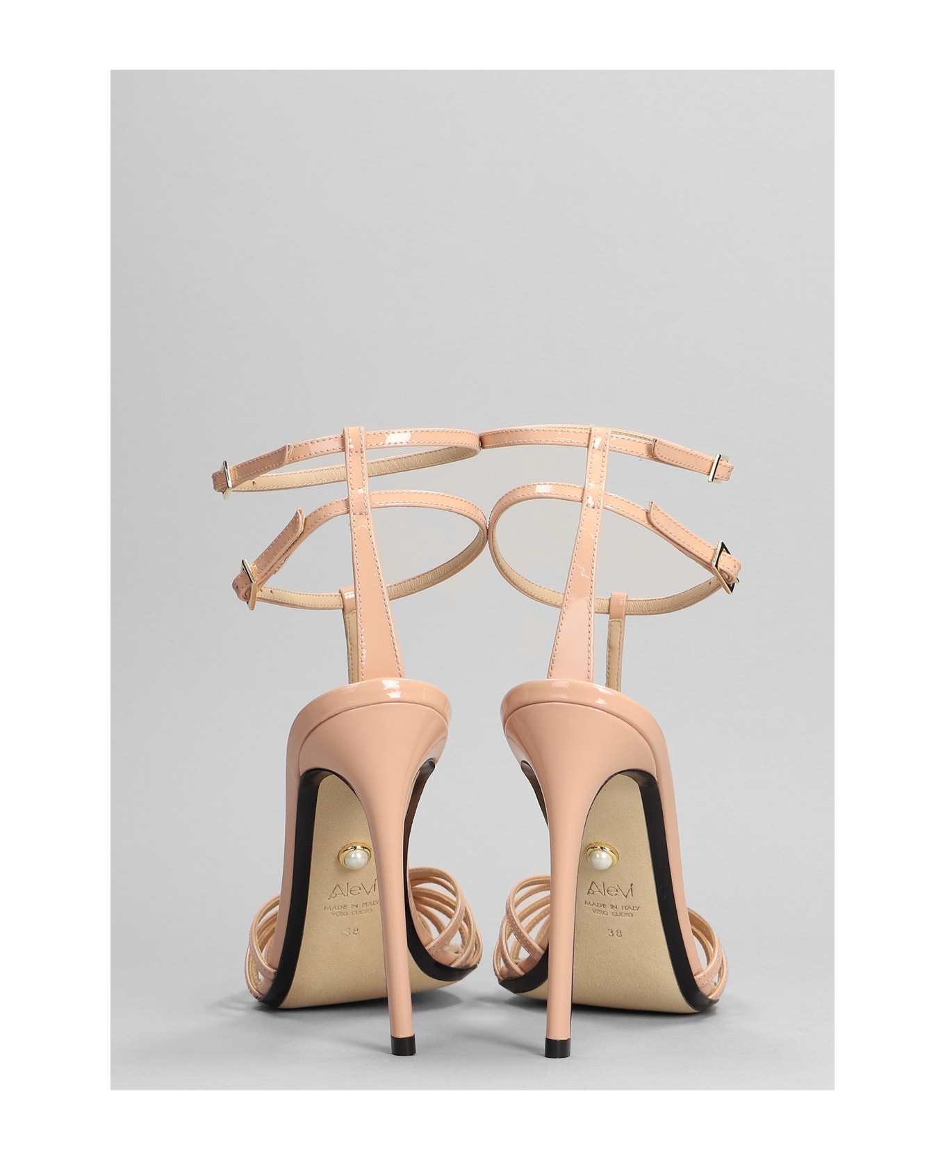 Alevì Stella 110 Sandals In Powder Patent Leather - powder