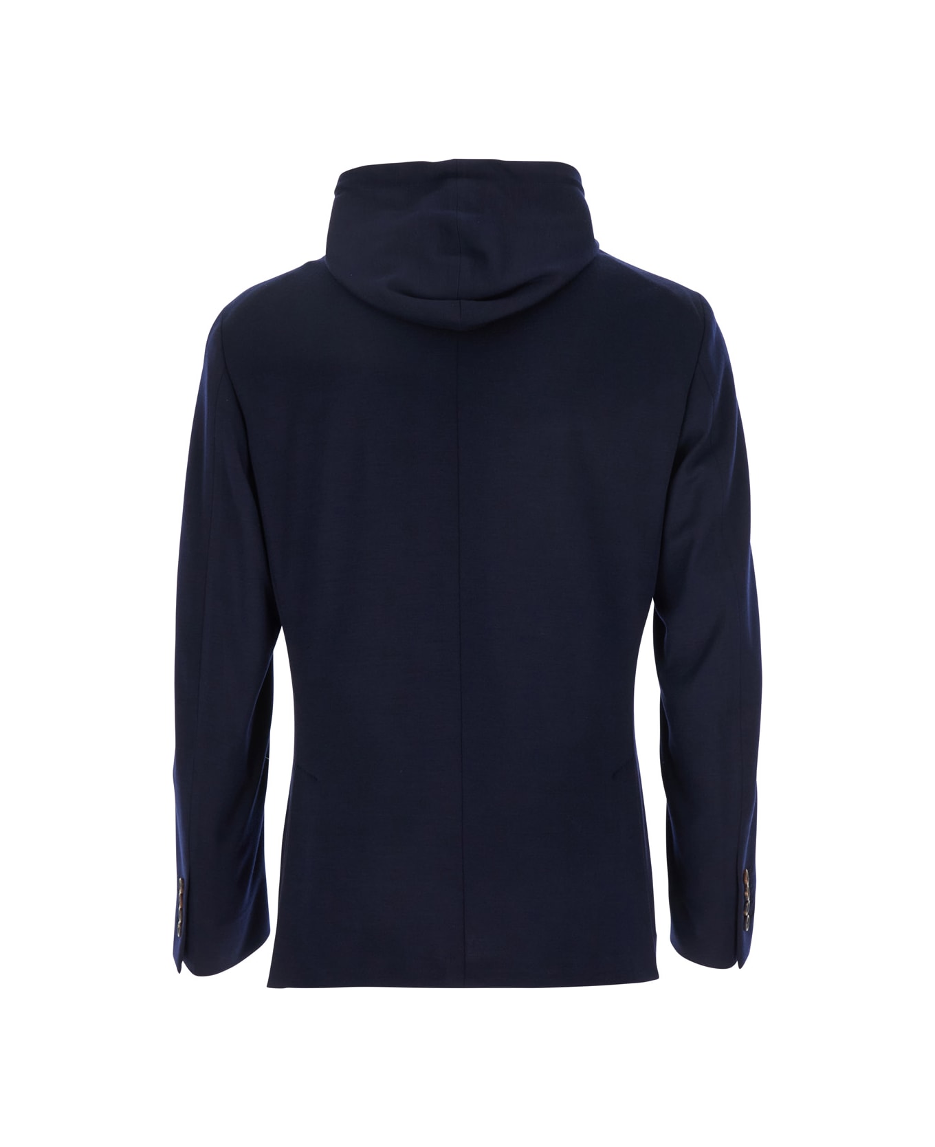 Eleventy Blue Jacket With Hood And Bib In Wool Man - Blu