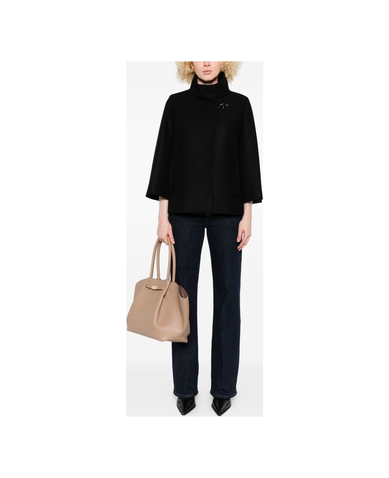 Fay Wool Cape - Black