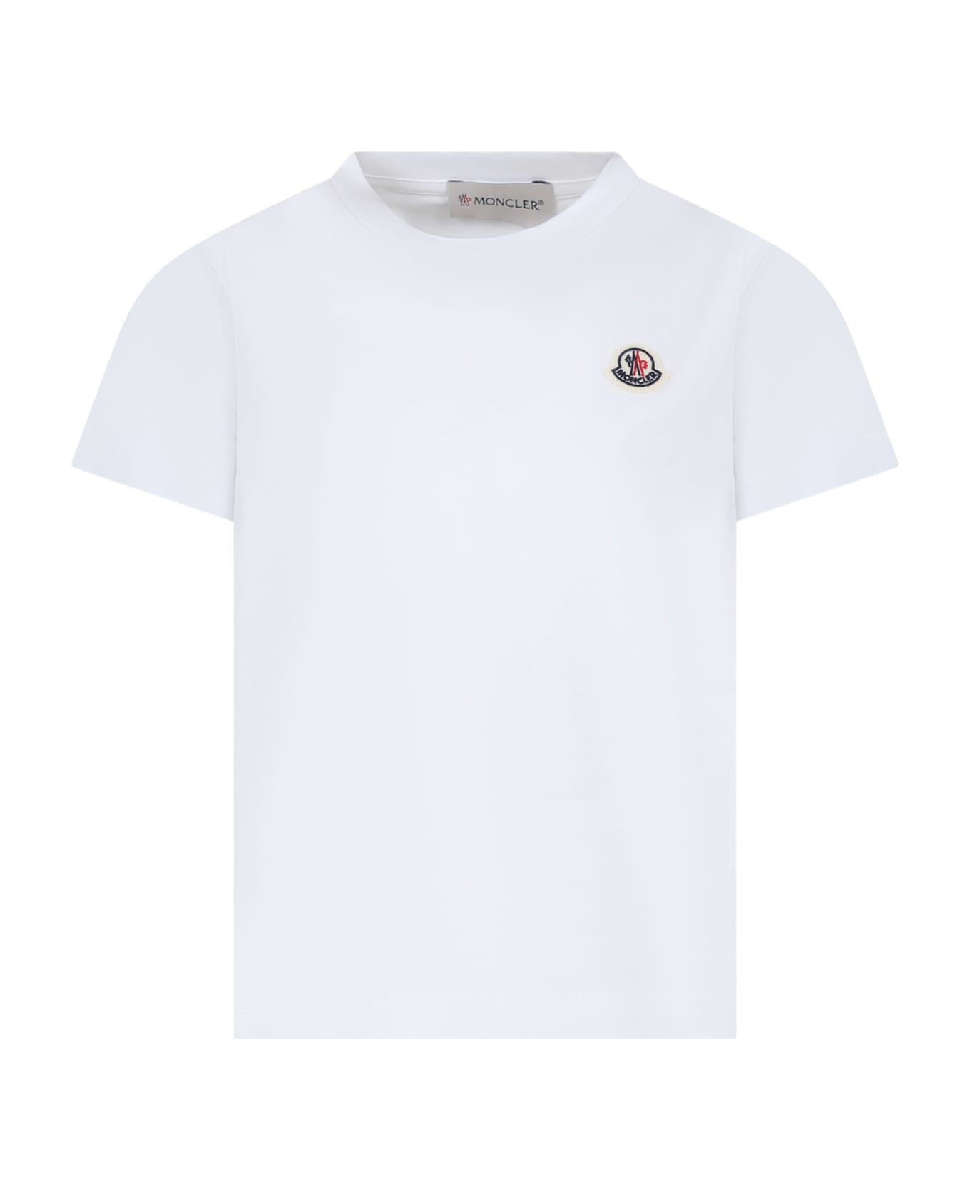 Moncler White T-shirt For Kids With Logo - White