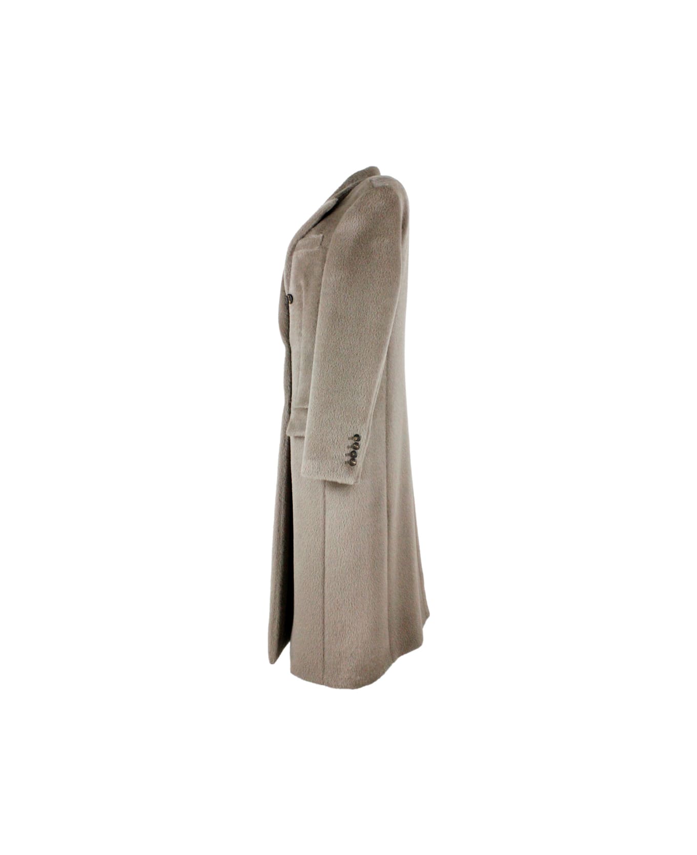 Brunello Cucinelli Long Coat In Alpaca - Taupe レインコート