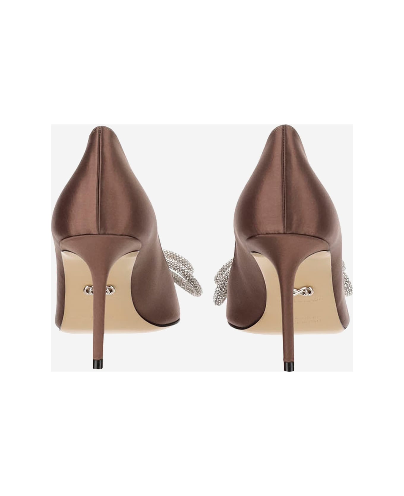 Mach & Mach Satin Heel With Crystal Appliqué - Brown