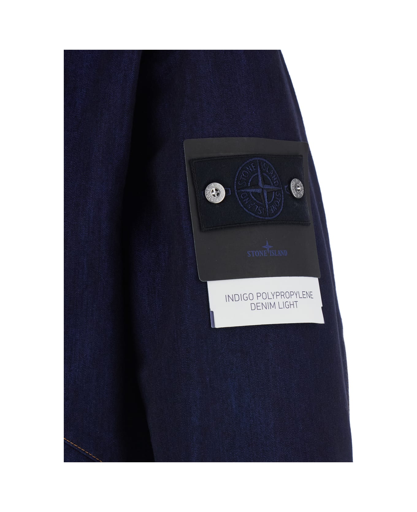 Stone Island Blue Jacket With Removable Hood And Logo Patch On The Sleeve In Denim Man - MULTICOLOUR