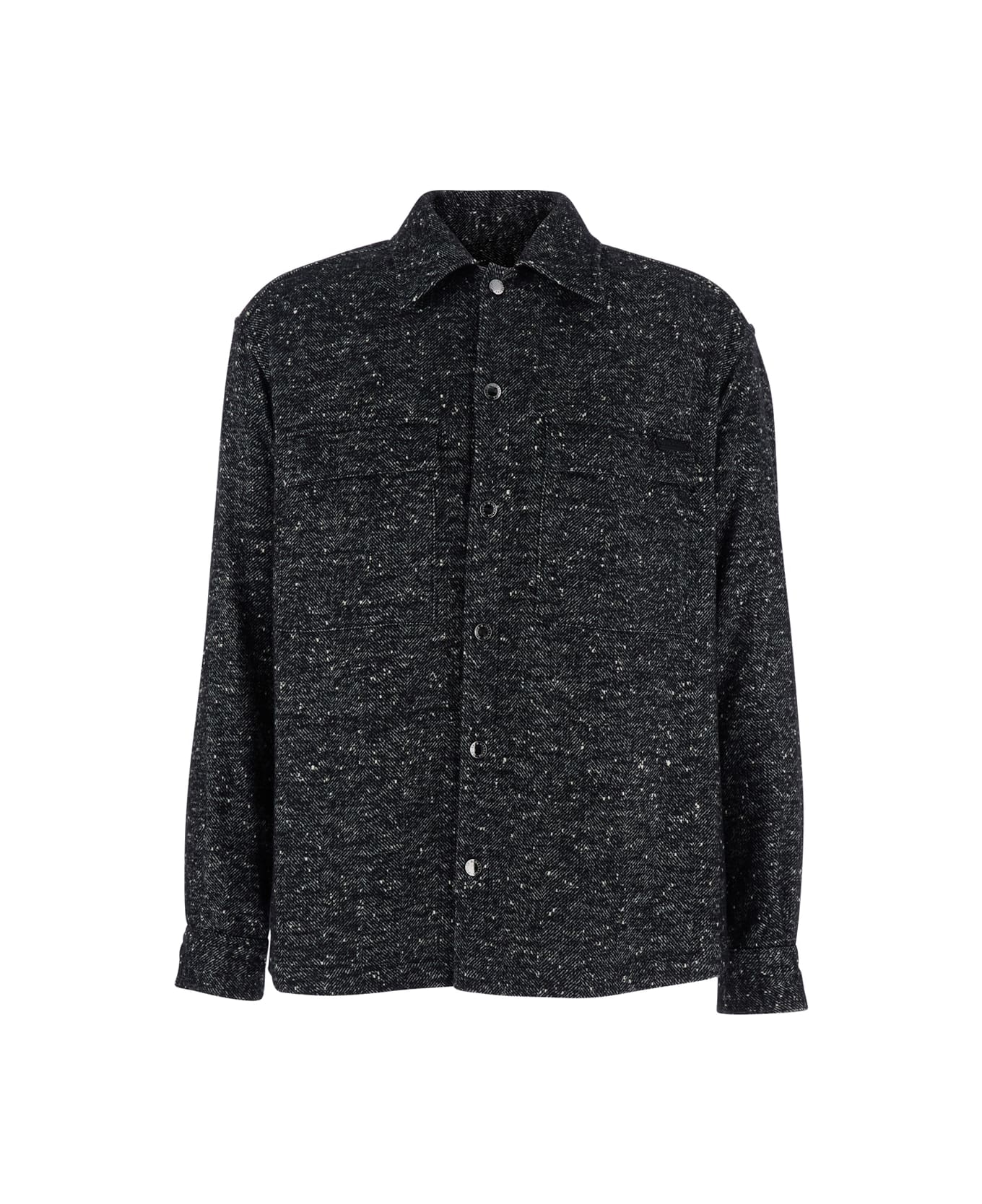 Dolce 
Gabbana Dark Grey Shirt With Classic Collar And Chest Pockets In Fabric Man - Grey