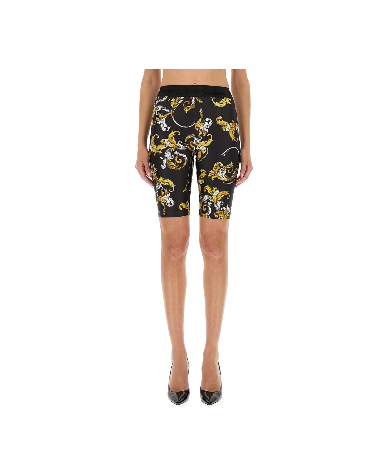 Versace Jeans Couture "outline Baroque" Cycling Shorts - BLACK