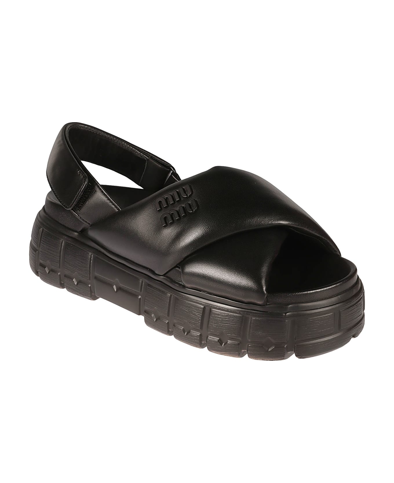 Miu Miu Cross-strap Slingback Sandals - Black