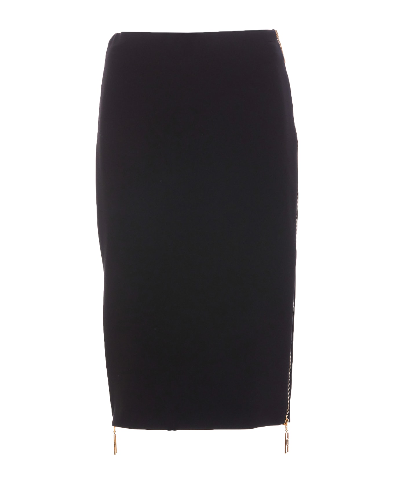 Elisabetta Franchi Logo Zip Midi Skirt - Black