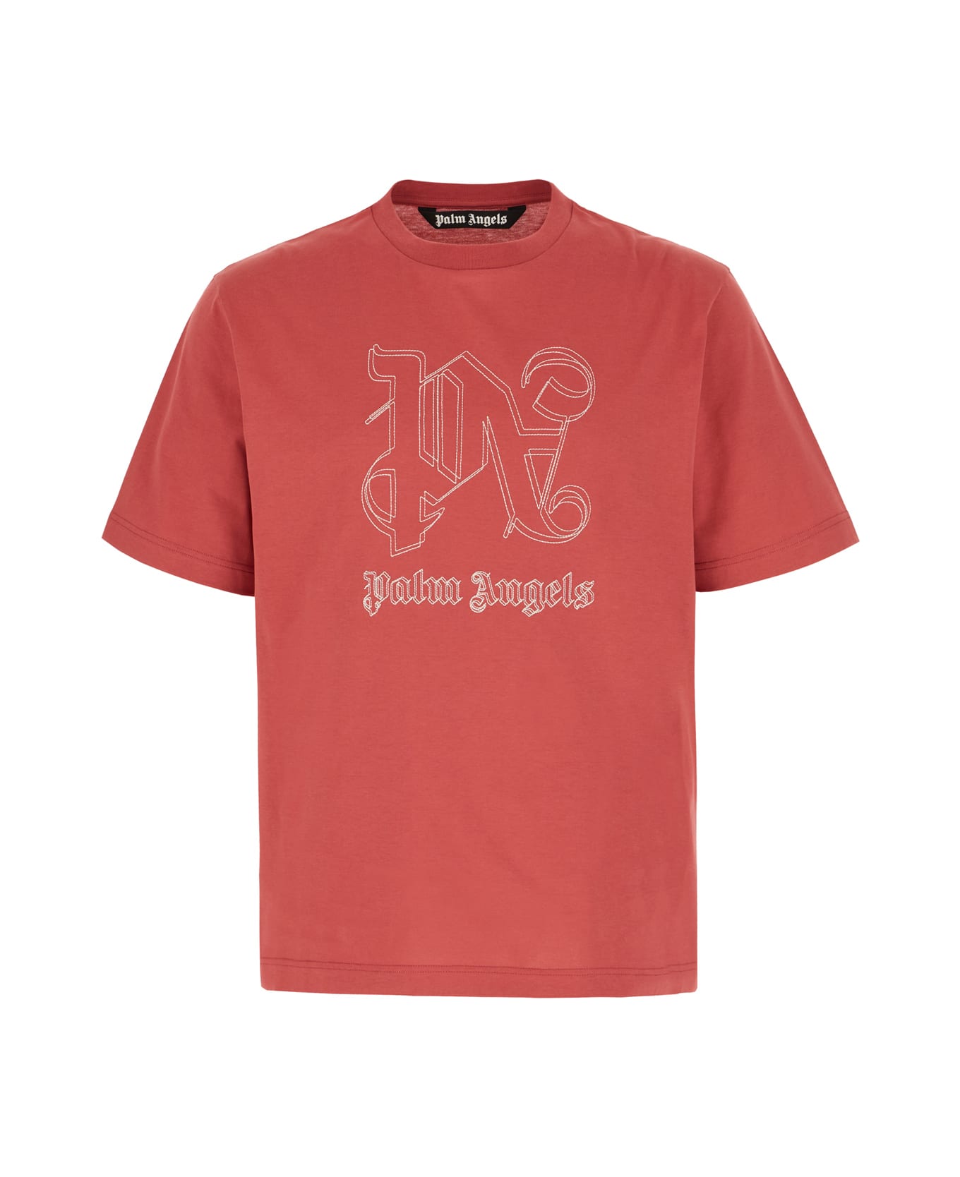 Palm Angels Red Cotton Oversize T-shirt - RED OFF WHITE