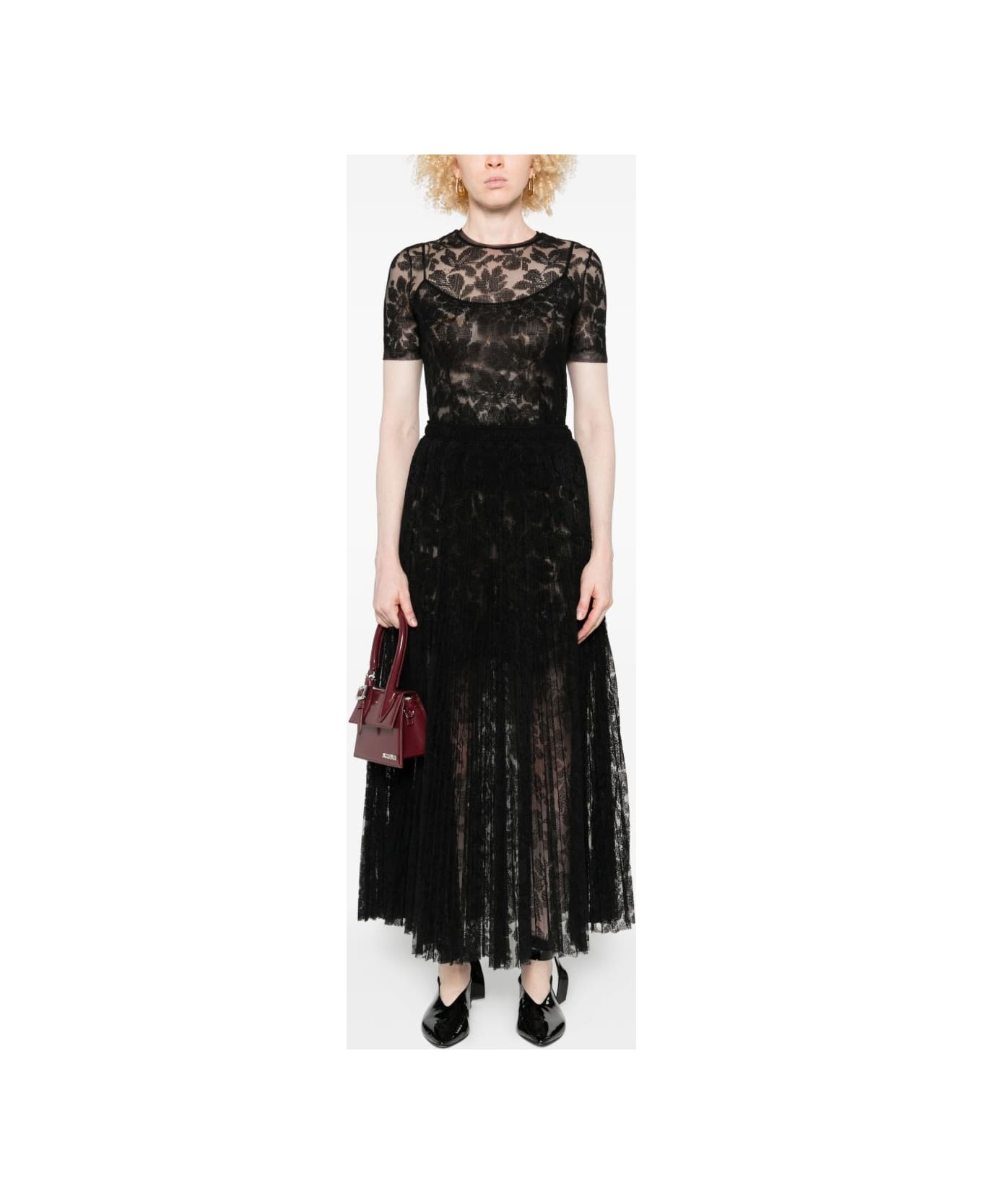 Ermanno Scervino Pleated Midi Skirt - Black