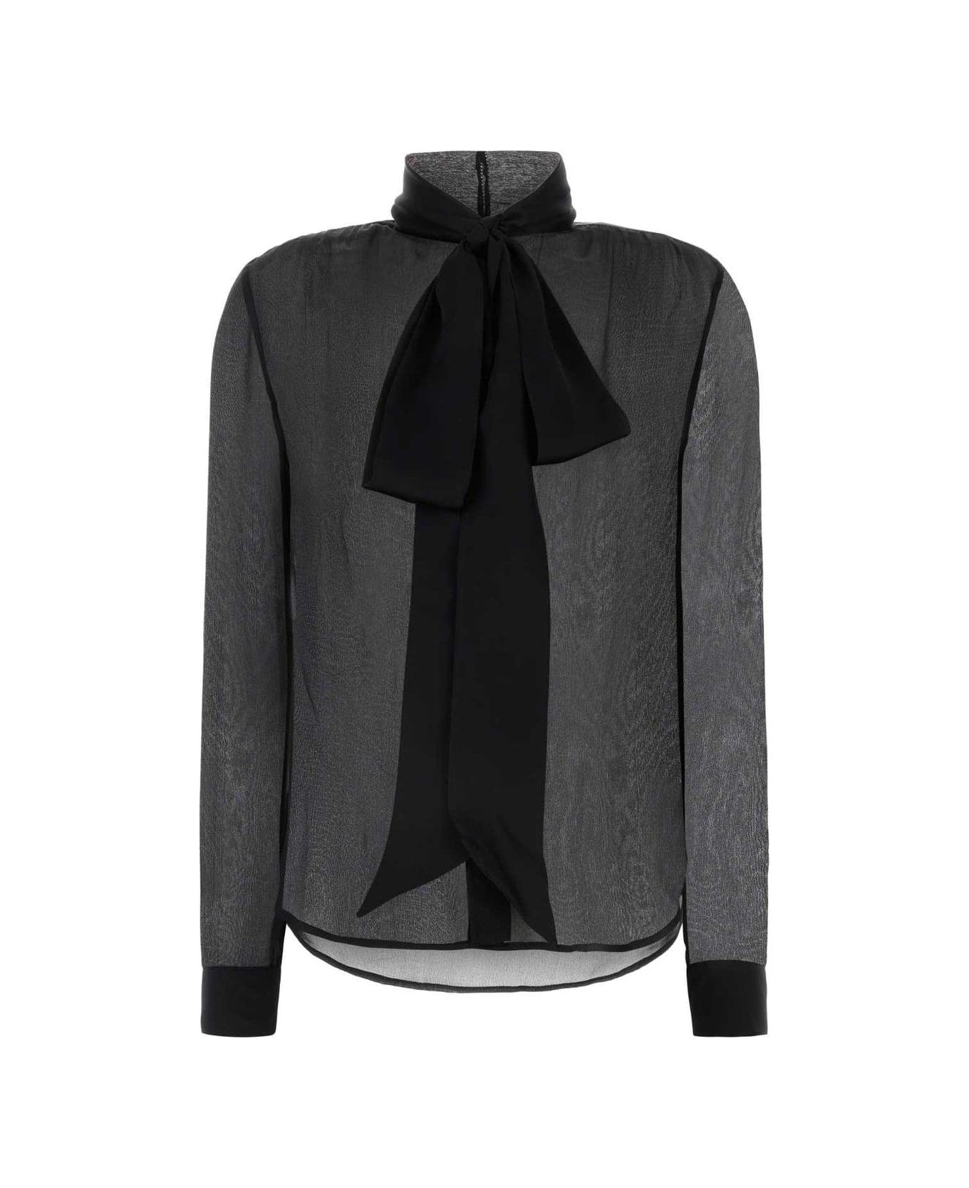 Saint Laurent Pussy-bow Long-sleeved Top - NOIR