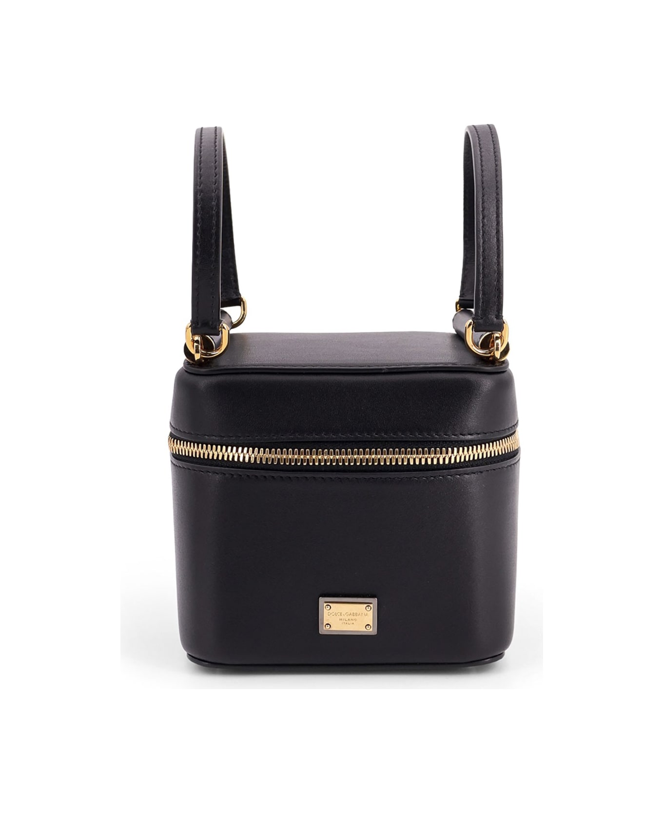 Dolce & Gabbana Black Leather Sicily Cube Handbag - Black
