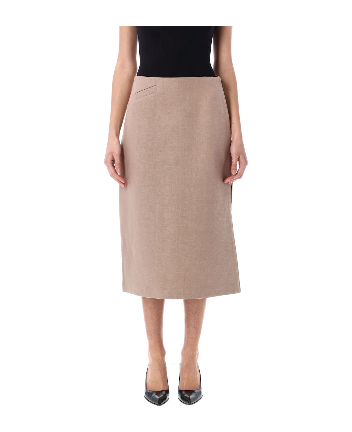 Fendi Straight-cut Midi Skirt - BEIGE