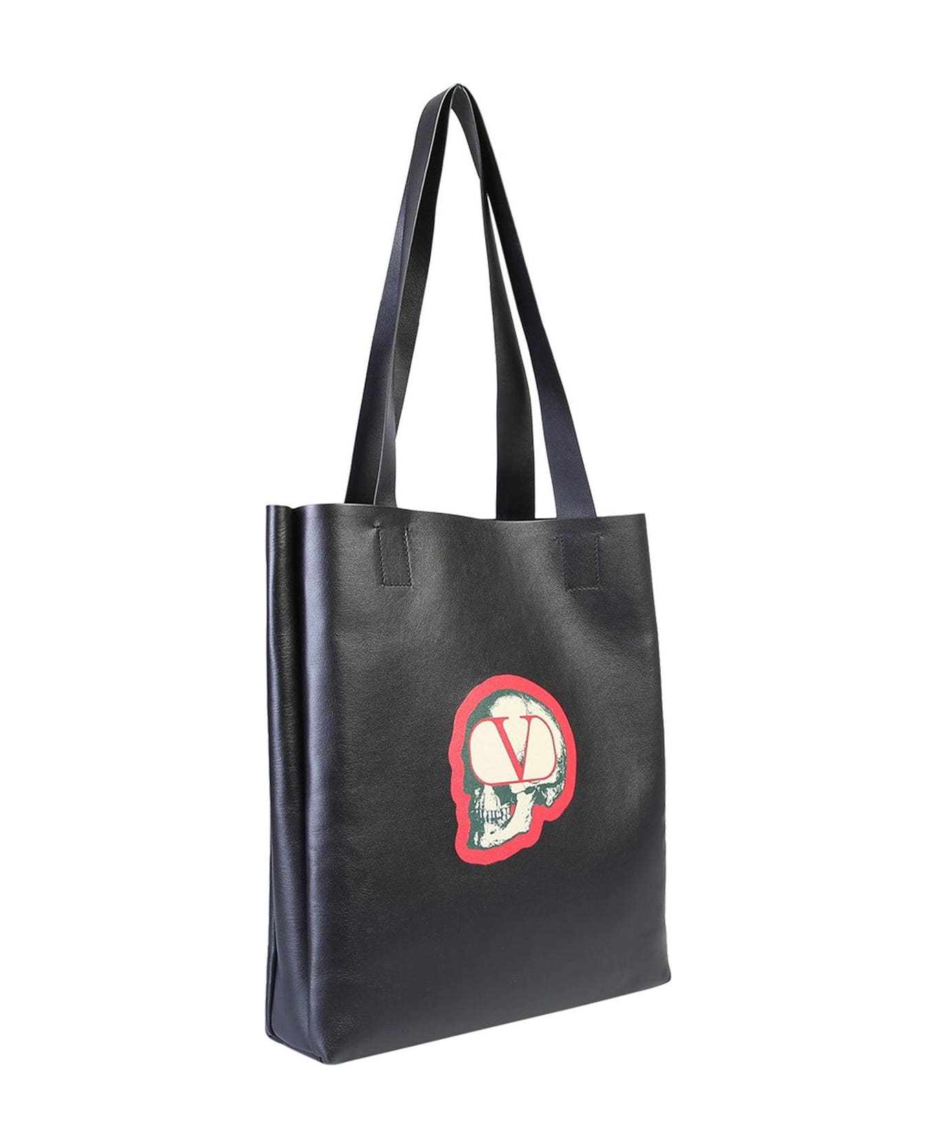Valentino Garavani X Undercover Skull Logo Printed Open-top Tote Bag - Black