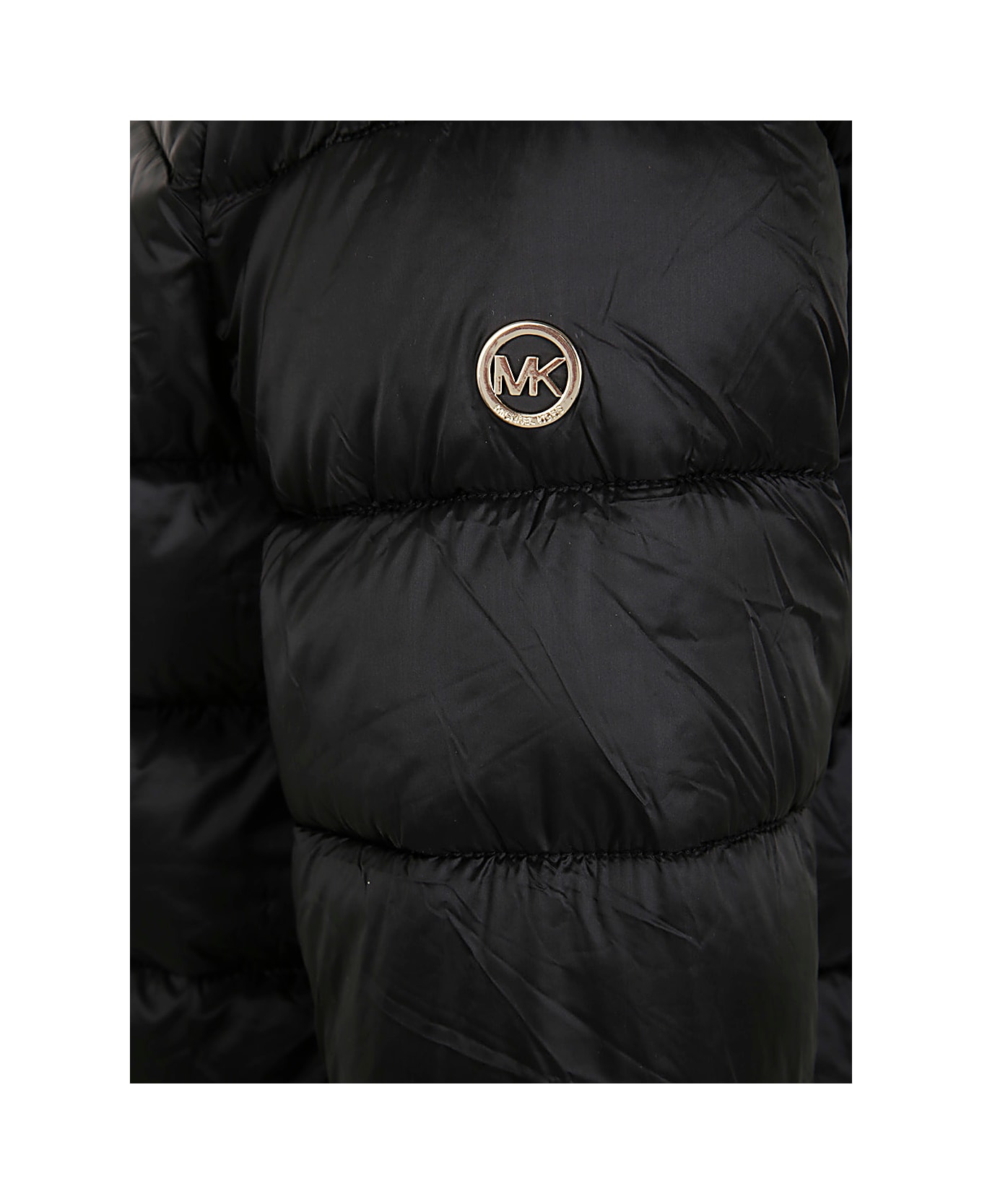 MICHAEL Michael Kors Hooded Longline Packable W Corduroy Trim - Black