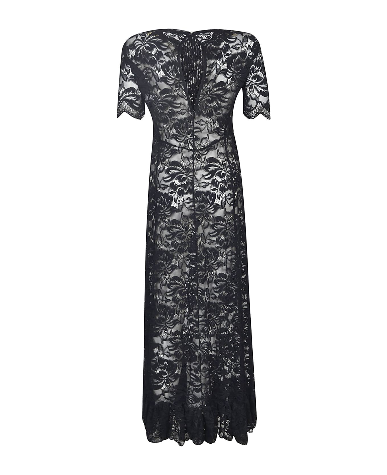 Paco Rabanne Lace Paneled Long Dress - Black ワンピース＆ドレス