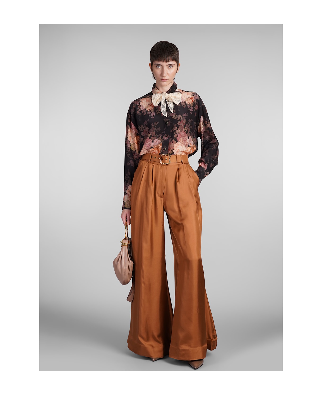 Zimmermann Pants In Brown Silk - brown