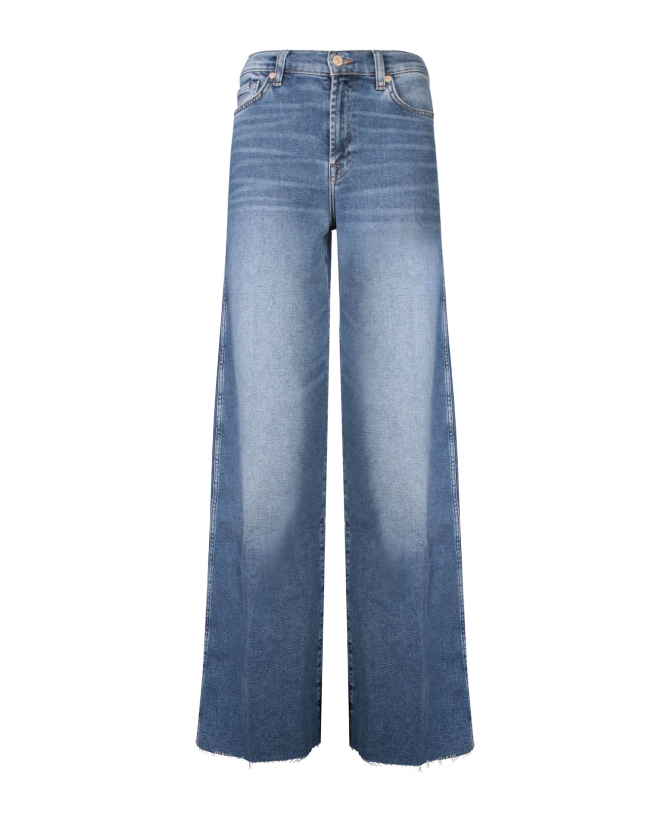 7 For All Mankind Lotta Light Blue Cotton Modal Jeans - Blue