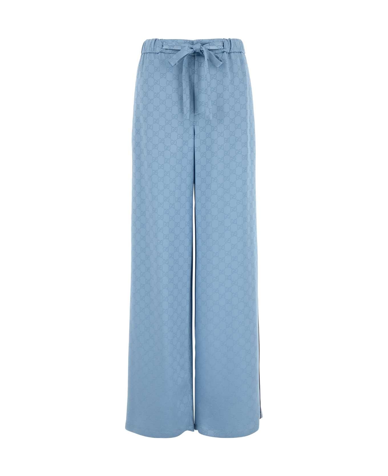 Gucci Light-blue Satin Wide-leg Pant - DREAMYSKYMIX